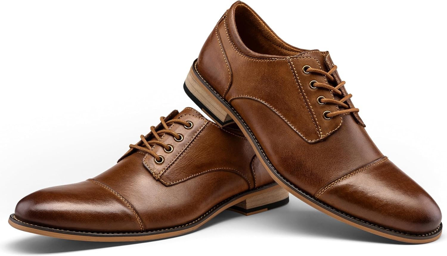 Jousen Men's Dress Shoes Leather Classic Formal Mens Oxfords Retro Derby Oxford - Image 8