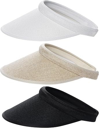 Dxhycc 3 Pack Sun Visor Hats for Women Men Clip On Wide Brim Visors Outdoor Golf Beach Tennis Cap