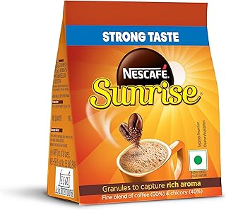 Sunrise Instant Coffee Powder|Strong Taste For The Perfect Start To Your Day|Coffee Chicory-Mix|190g /200g, Stabilo Pack, Bag