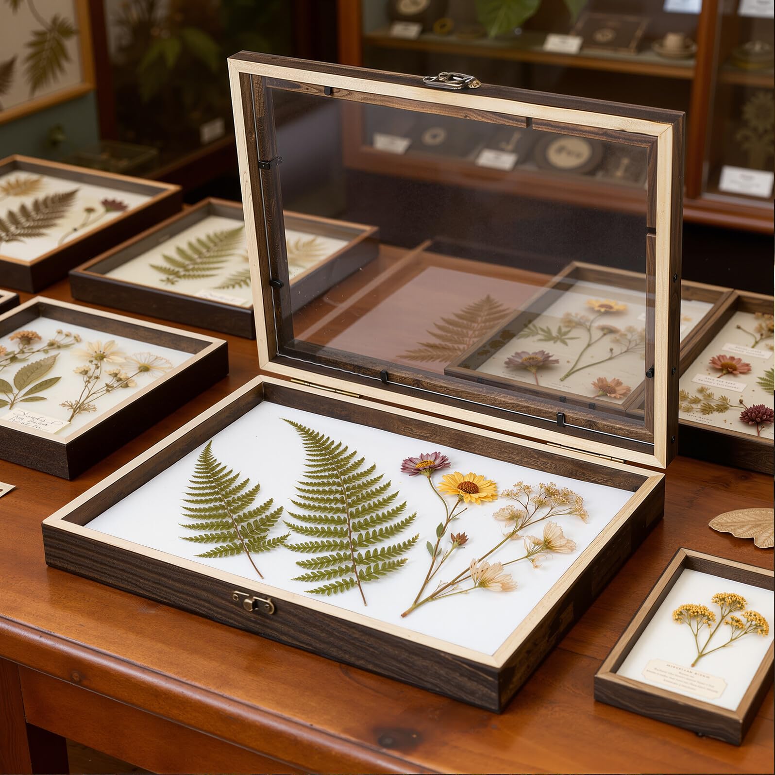 Caja de Muestras de Insectos con Tapa Transparente y Protección contra Polvo, Marco de Madera Acrílica para Exhibición y Colección de Especímenes Pequeños Estilo