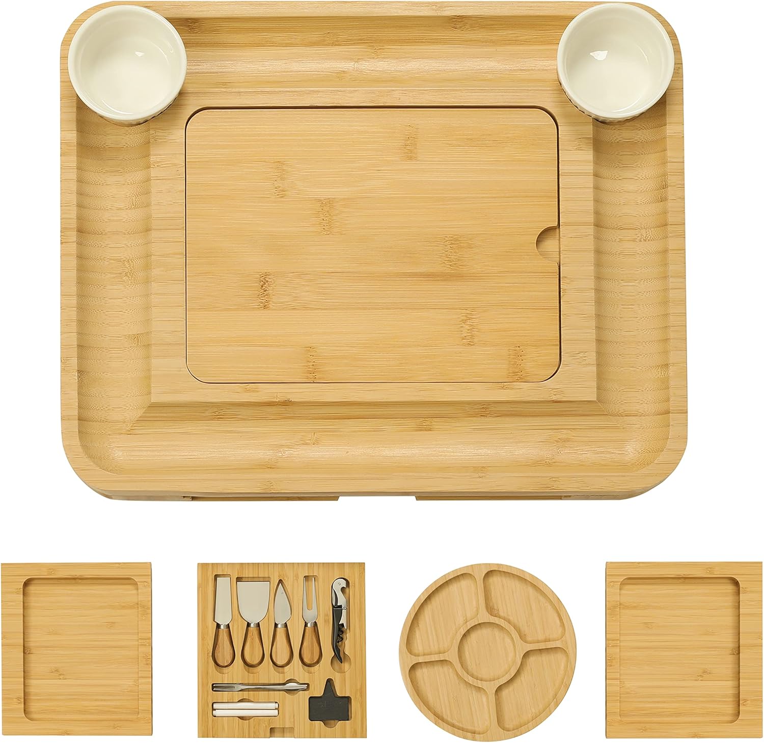 Charcuterie Boards, Extra Large Cheese Board and Knife Set, Bamboo Charcuterie Platter & Serving Cheese Tray, House Warming Gifts New Home, Wedding Gifts for Couples, Unique Bridal Shower Gift for Her - Image 6