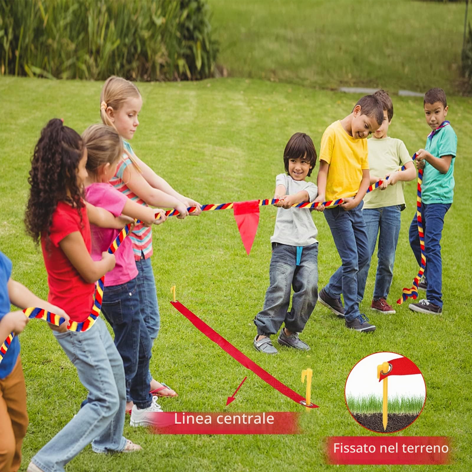 Tiro alla fune da 18 m, giochi all'aperto da cortile per bambini e adulti, per feste di compleanno, riunioni di famiglia, giochi di carnevale, giochi all'aperto in cortile, giochi divertenti per