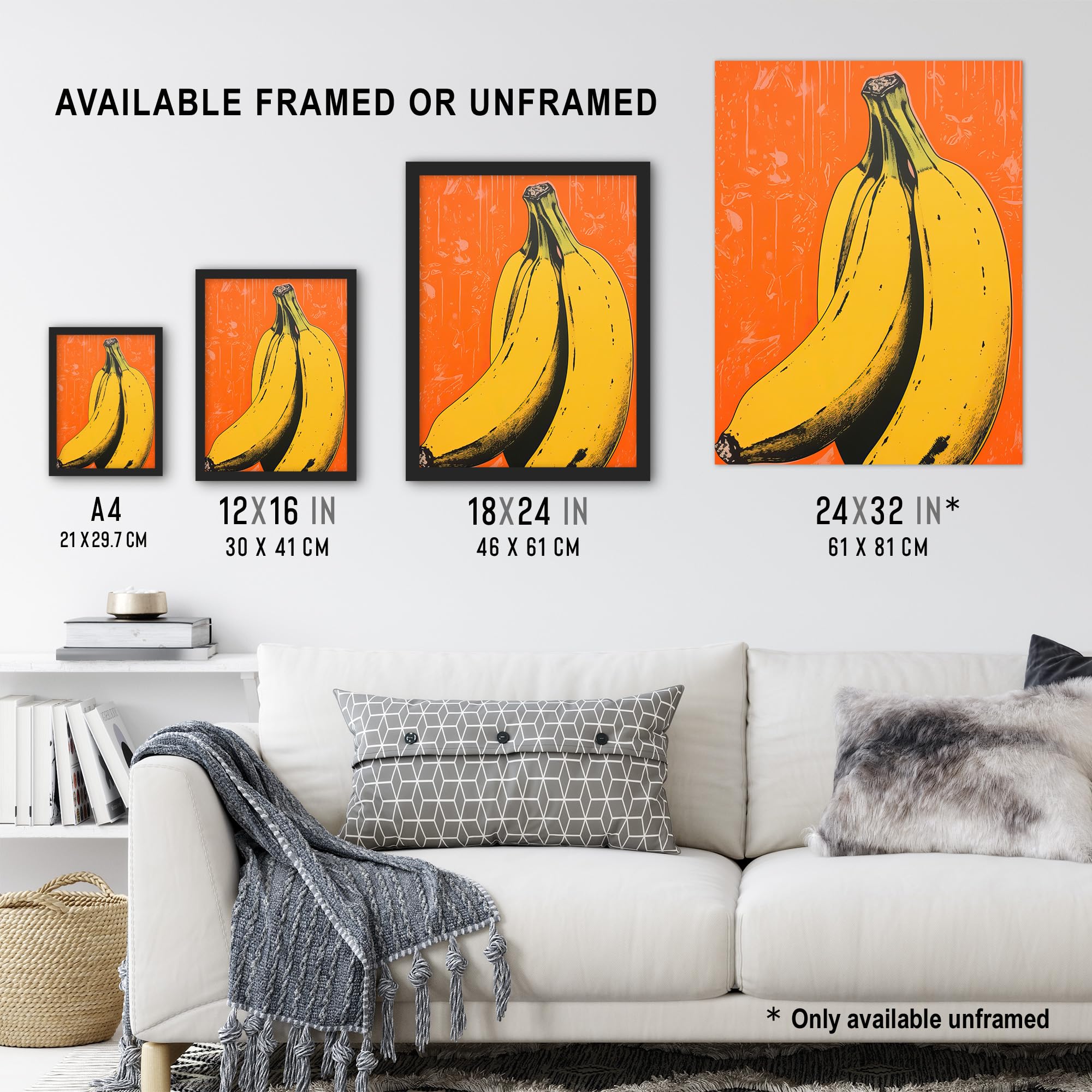 Amazon.com: Artery8 Banana On Orange Minimalist Interior Decor