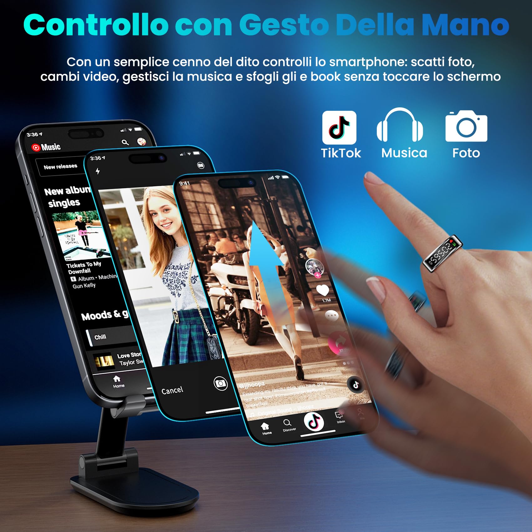 2026 Nuovo Smart Ring , Anello Smart per Uomo, Anello Intelligente uomo con Pantalla, Smartring Health IP68 con iOS e Android, Tracker Fitness/Sonno/Stress/Frequenza Cardiaca/SpO2/HRV (Argento, 8)