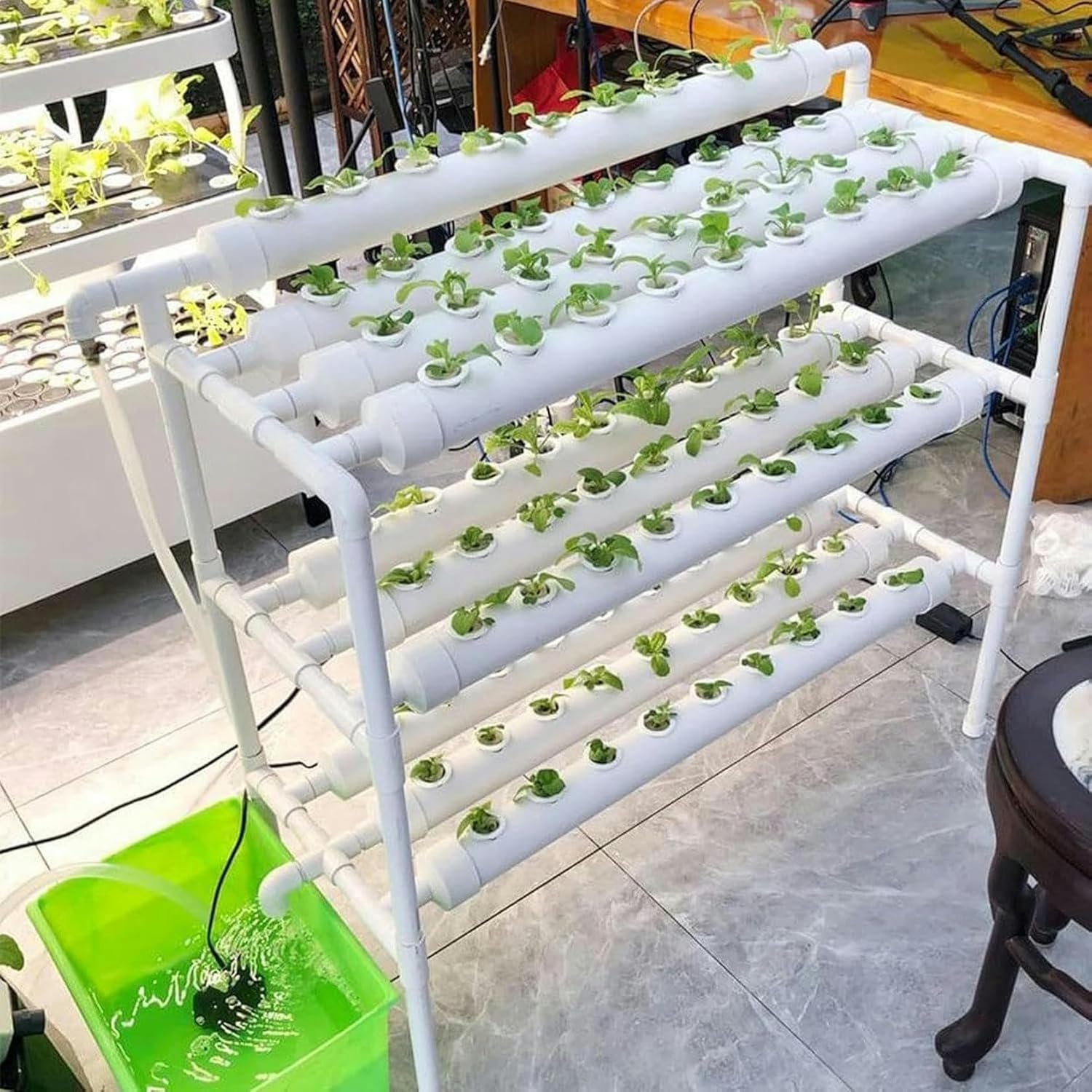 Hydroponics Growing System, Hydroponics Growing System Tower, PVC Pipe, 108 Holes, for Planting Vegetables, Indoor Garden System Tall Hydroponics System Outdoor 0823