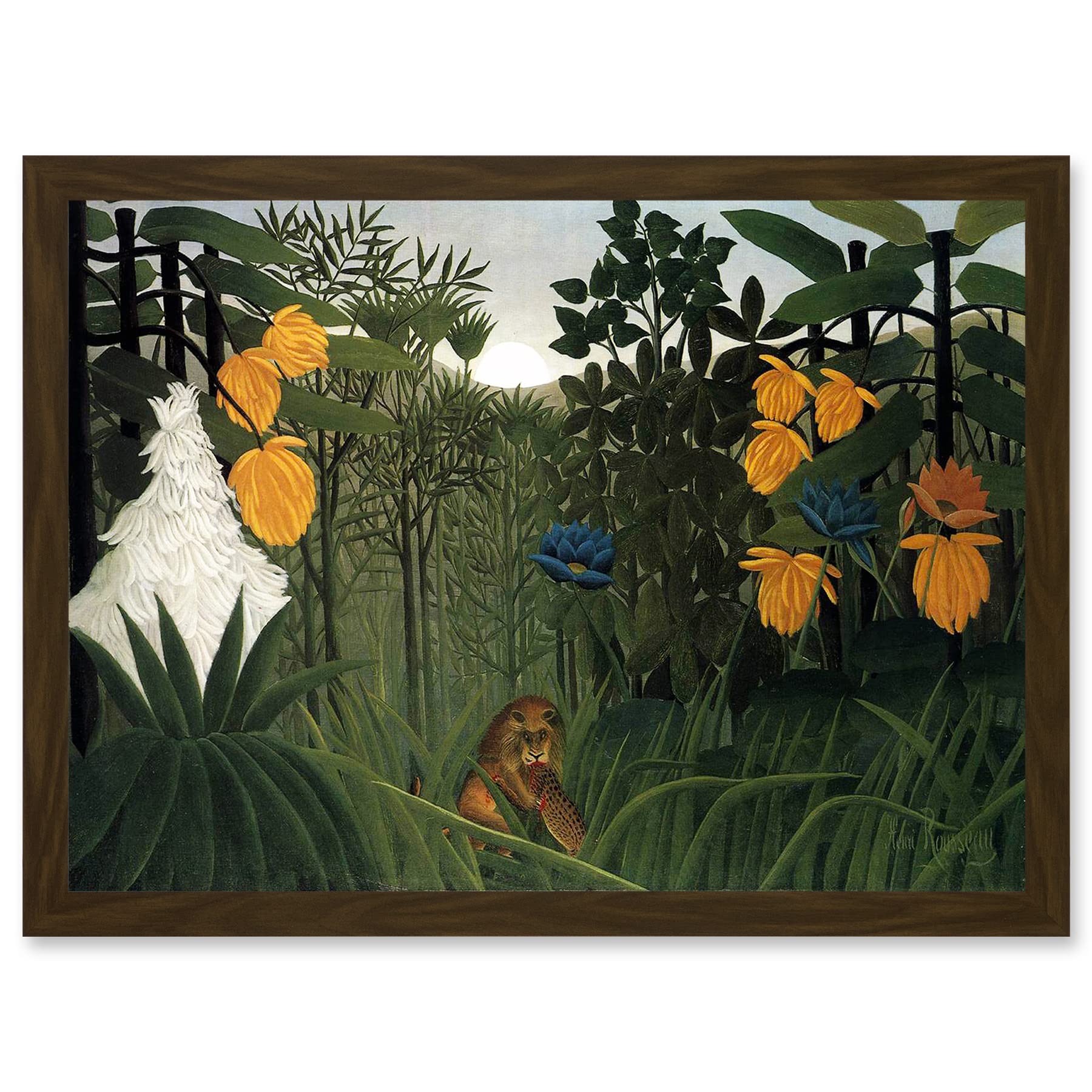 Artery8 Painting Henri Rousseau The Repast Of The Lion Artwork Framed Wall Art Print A4
