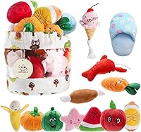 Nocciola 12 Pack Squeaky Plush Dog Toys with Carrying Bag - Fun Variety for Small Medium Puppies