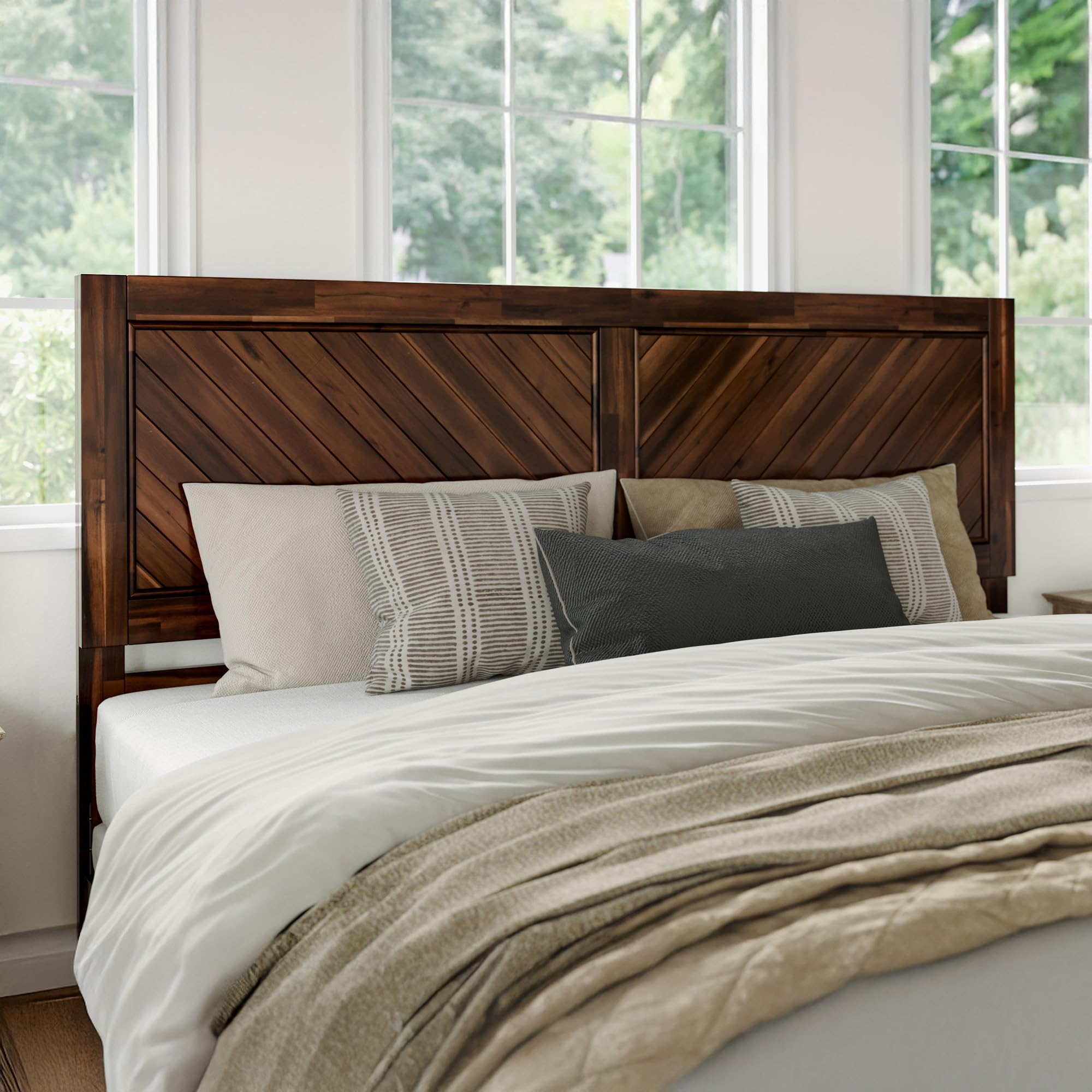 AFI, Canyon King Solid Wood Rustic Farmhouse Headboard, Barnwood