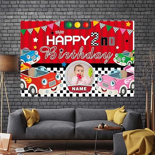 Miniatura 7 de Cartel personalizado de decoración de 2 cumpleaños con foto y nombre personalizados