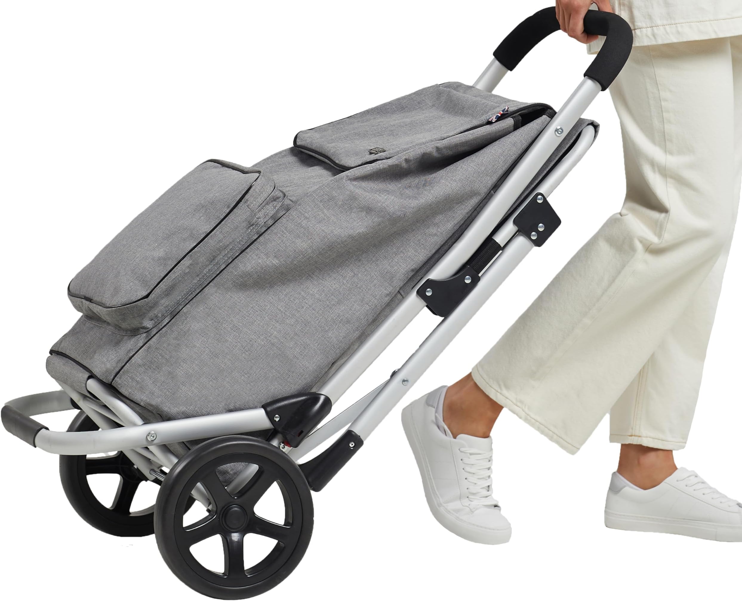 Aluminium Shopping Trolley with Seat (Grey)