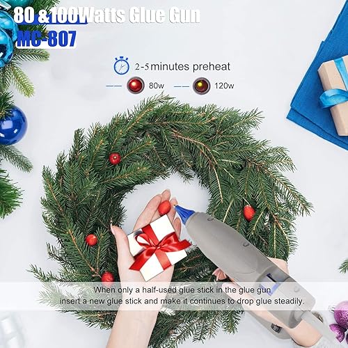 Vista 15 de Pistola de pegamento caliente de tamaño completo, pistolas de pegamento MONVICT de 120 W y 80 W, pistola de pegamento industrial grande de doble