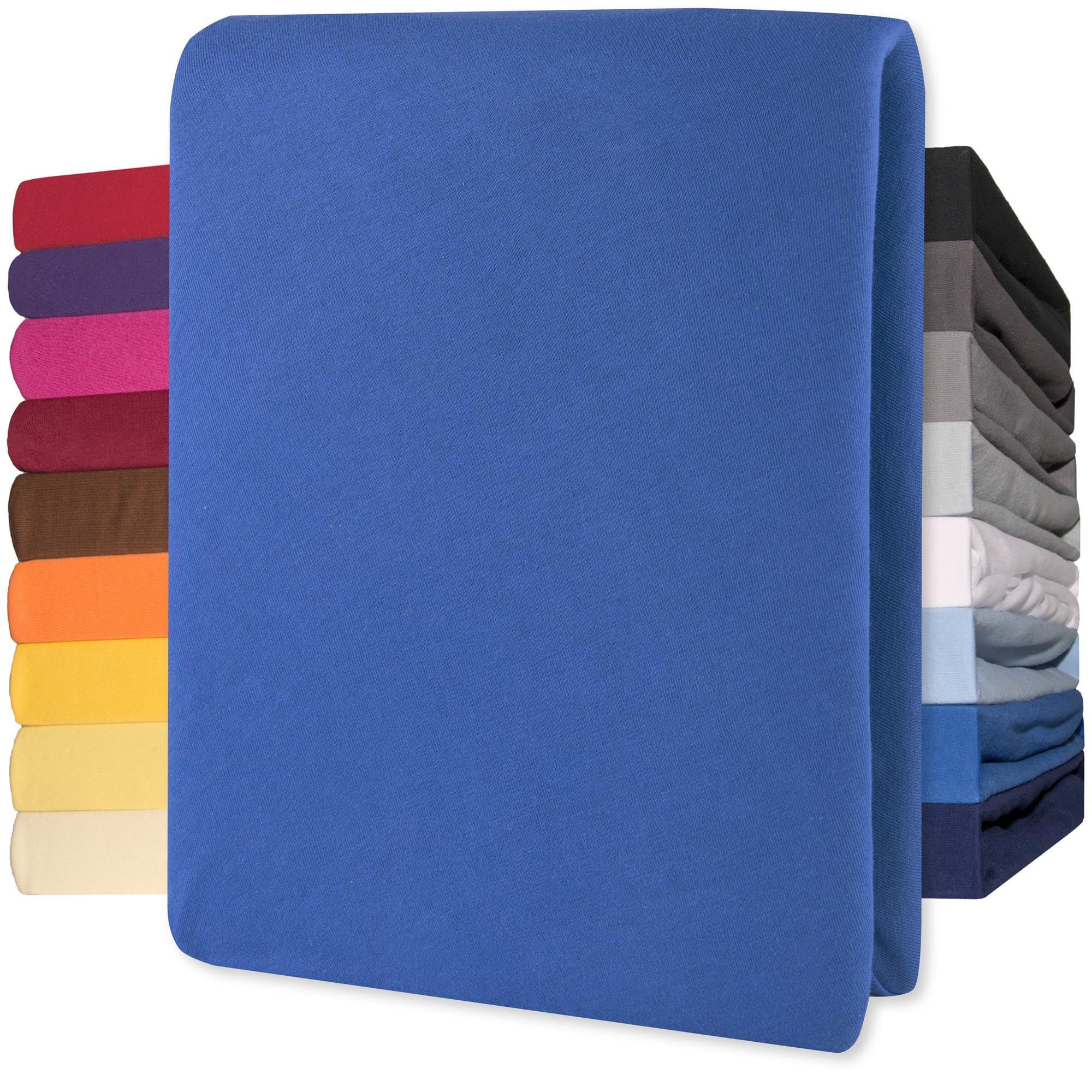 CelinaTex Lucina lenzuolo elasticizzato cotone 200x200-200x220 cm blu royal