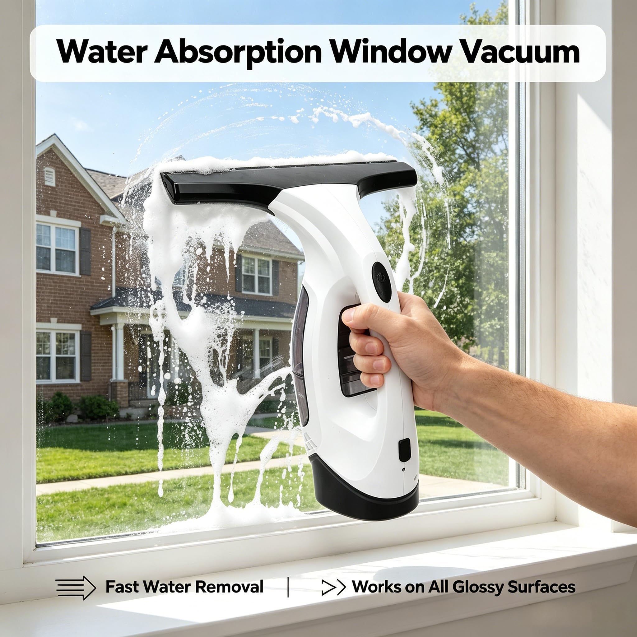 2200 mAh elettrico Window Cleaner Strumento, lavavetri senza fili, per spruzzare, pulire e aspirare efficacemente finestre, specchi, vetri doccia, piastrelle (spina americana
