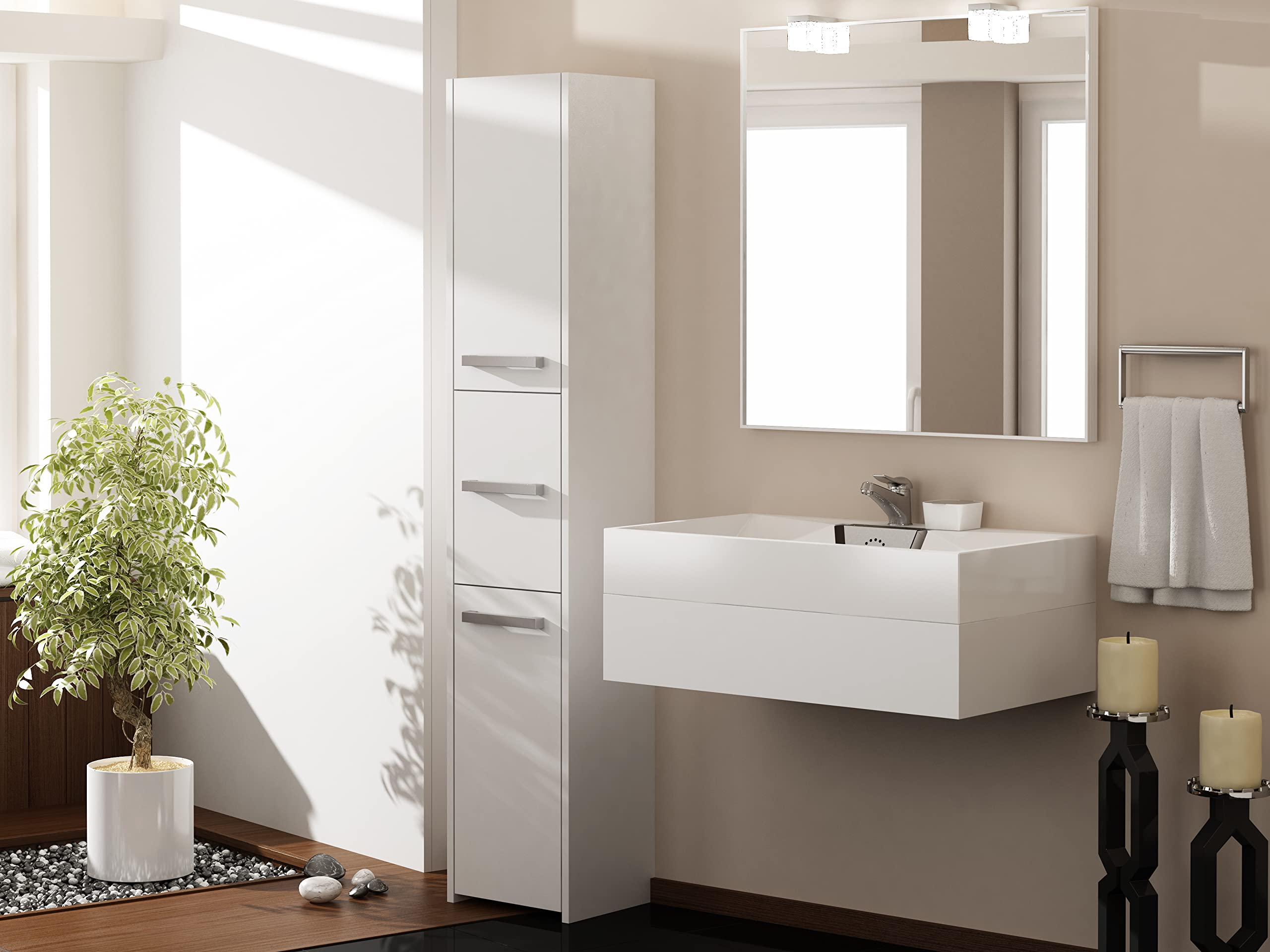 3E 3xE living.com Mobile bagno moderno in 5 colori. Colore Bianco
