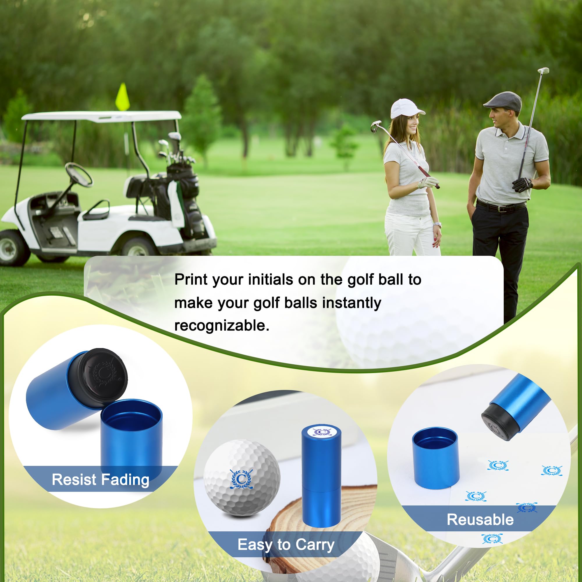 LACGO Tampon de balle de golf, tampon réutilisable auto-encreur pour identifier les balles de golf, cadeau de golf, accessoires de golf pour homme et femme - 5