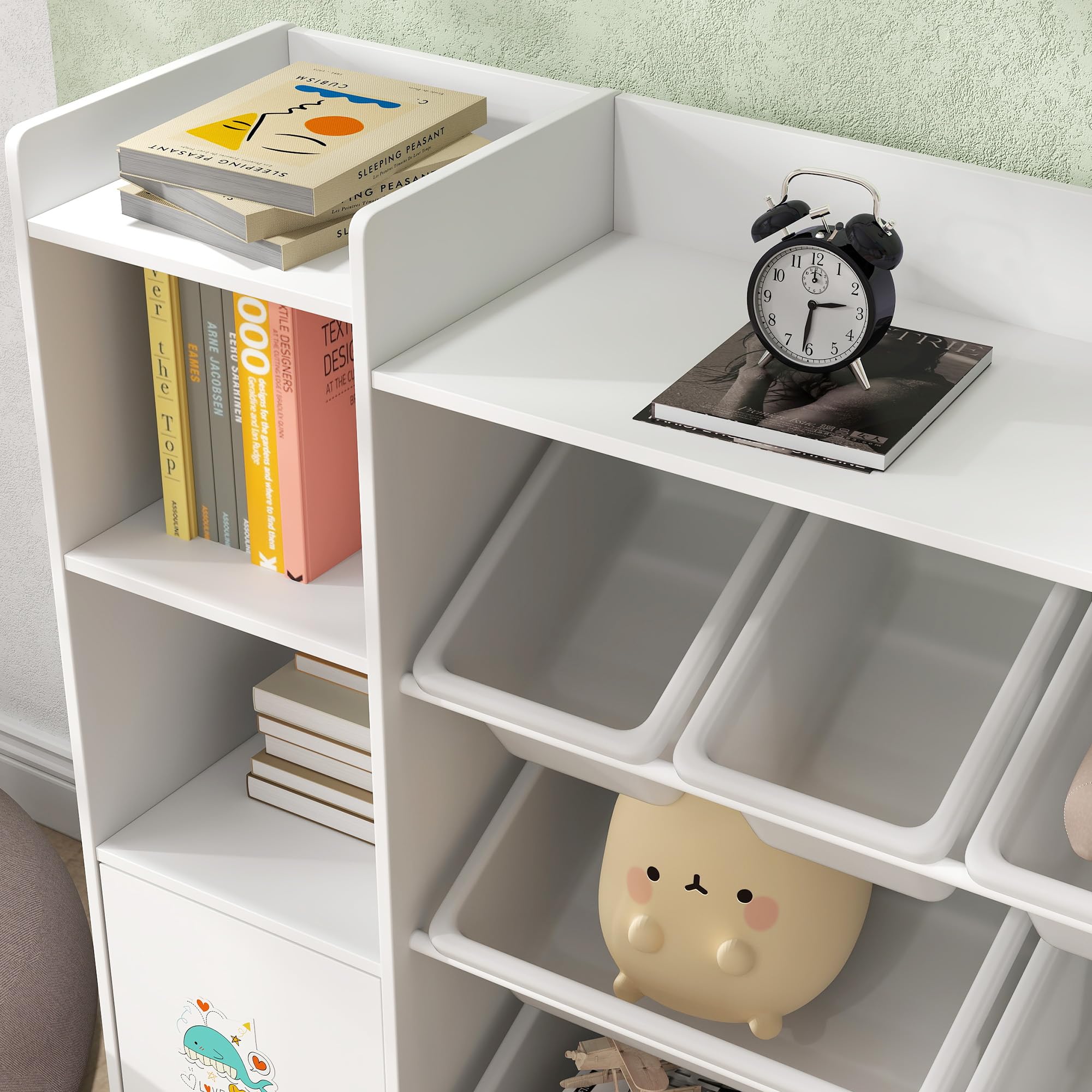AIYAPLAY Meuble Rangement Enfant à 4 Niveaux, 8 Bacs Amovibles Blanc | Étagère de Rangement pour Jouets Enfants, Placards, Compartiments Ouverts, Chambre d'Enfant, Salle de Jeux, Garderie