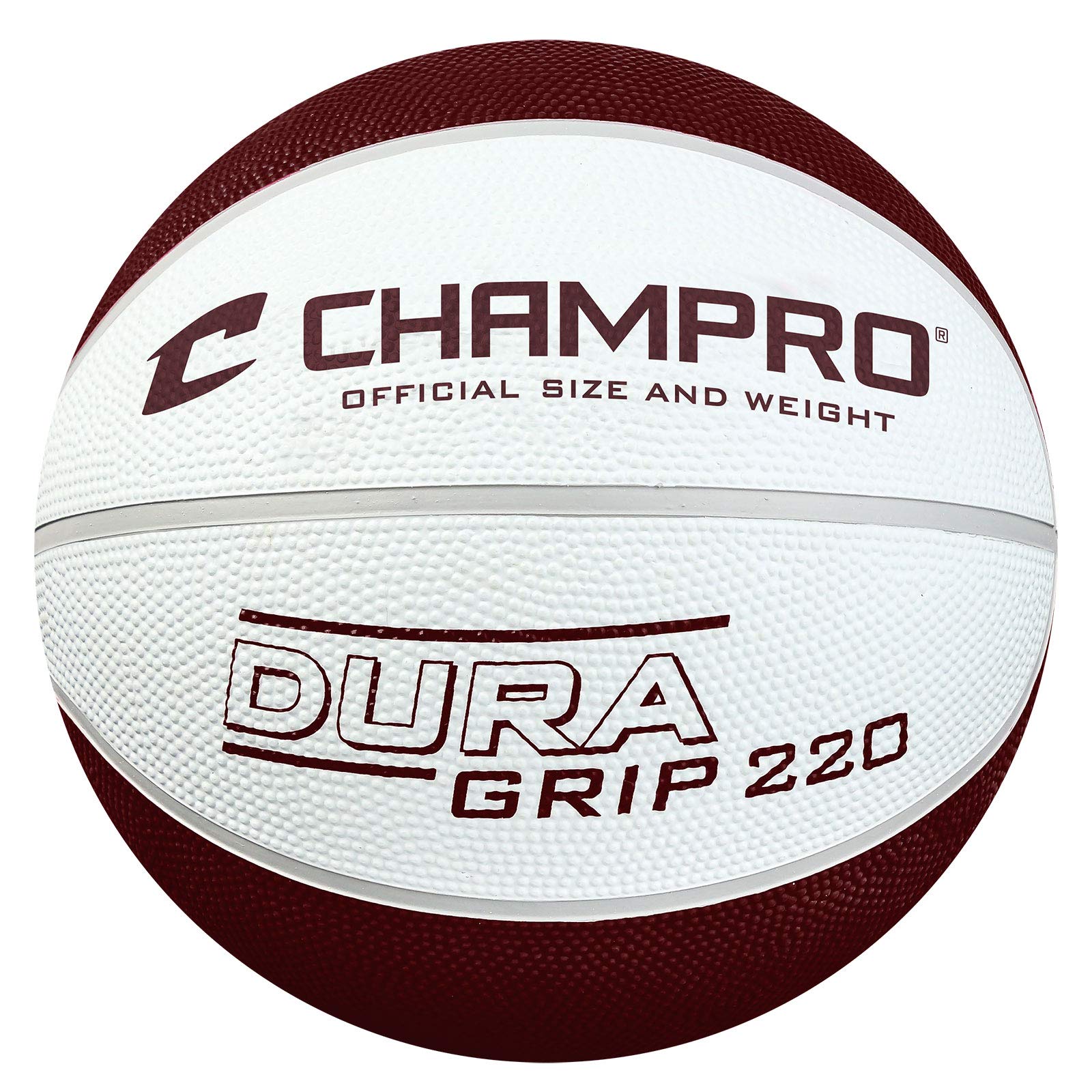CHAMPRO Dura-Grip 220 Basketball - Official Size, Maroon & White