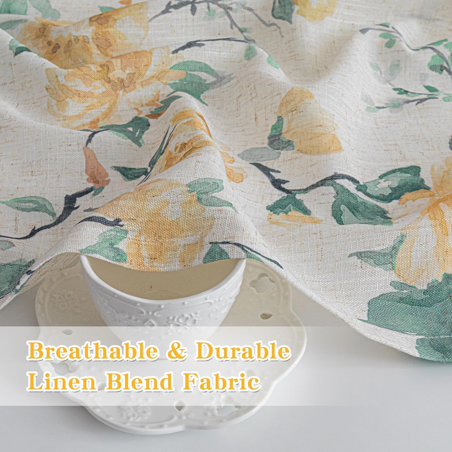 MEETSKY Floral Curtains 84 inches and Beige Couch Cover 71x 118 Bundle