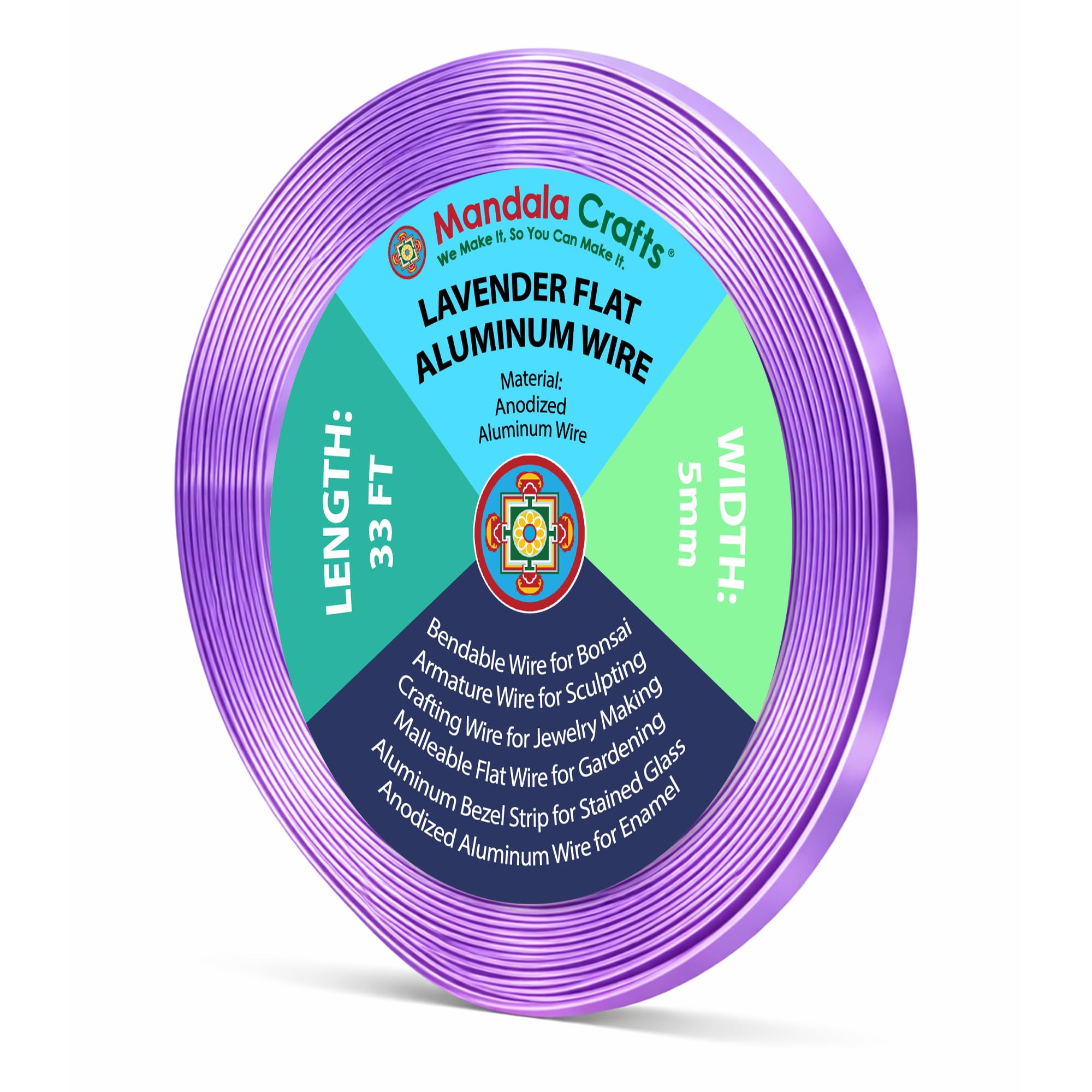 Mandala Crafts 5mm Lavender Flat Aluminum Crafting Wire for Sculpting