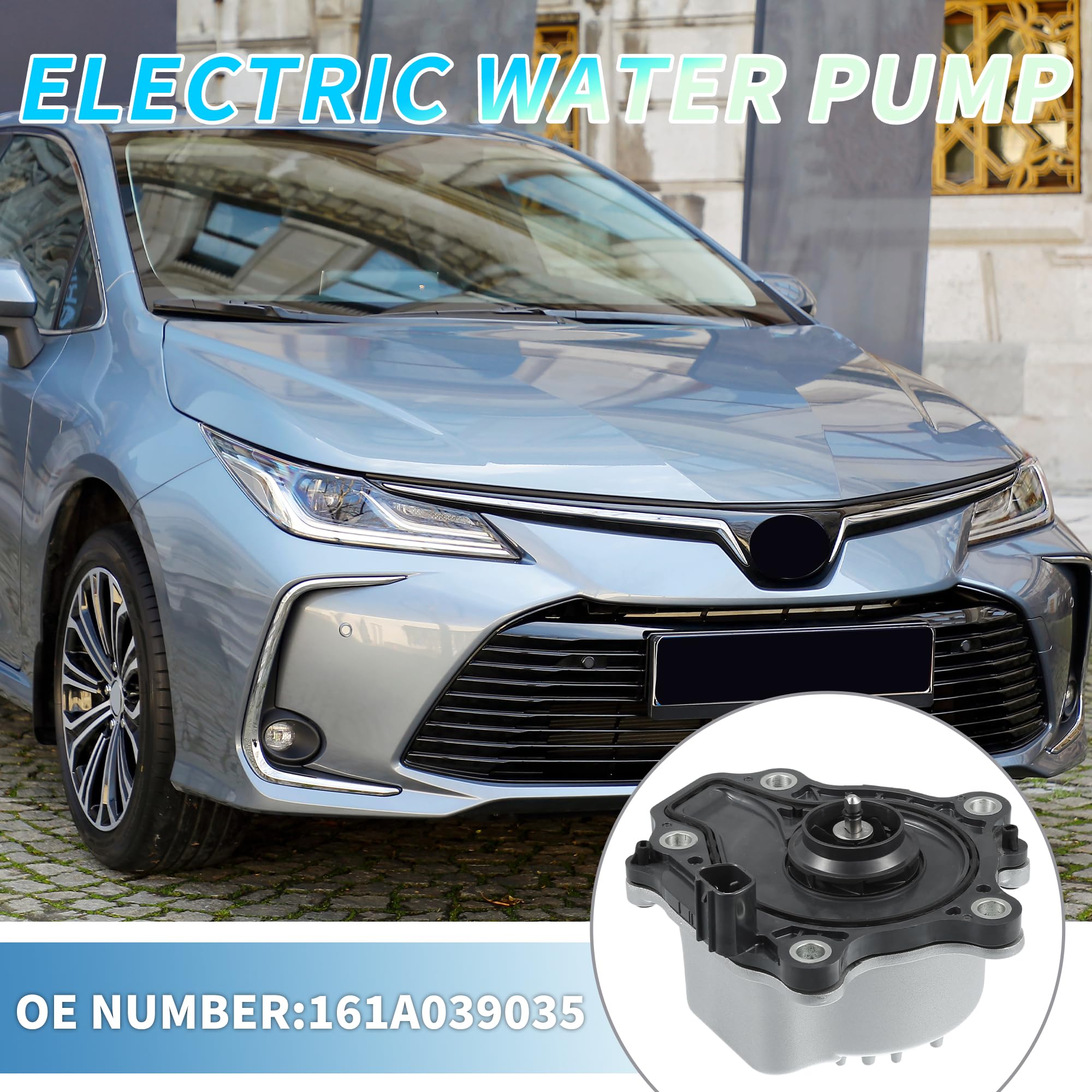 A ABSOPRO Bomba De Agua Eléctrica Para Toyota Corolla 20-22 1Pc | Para Toyota Prius 2016-2022, Oe 161A039035, Tamaño 16.5X15.7Cm, Material Metal Y Plástico, Color Negro Y Plateado, 4 Pines