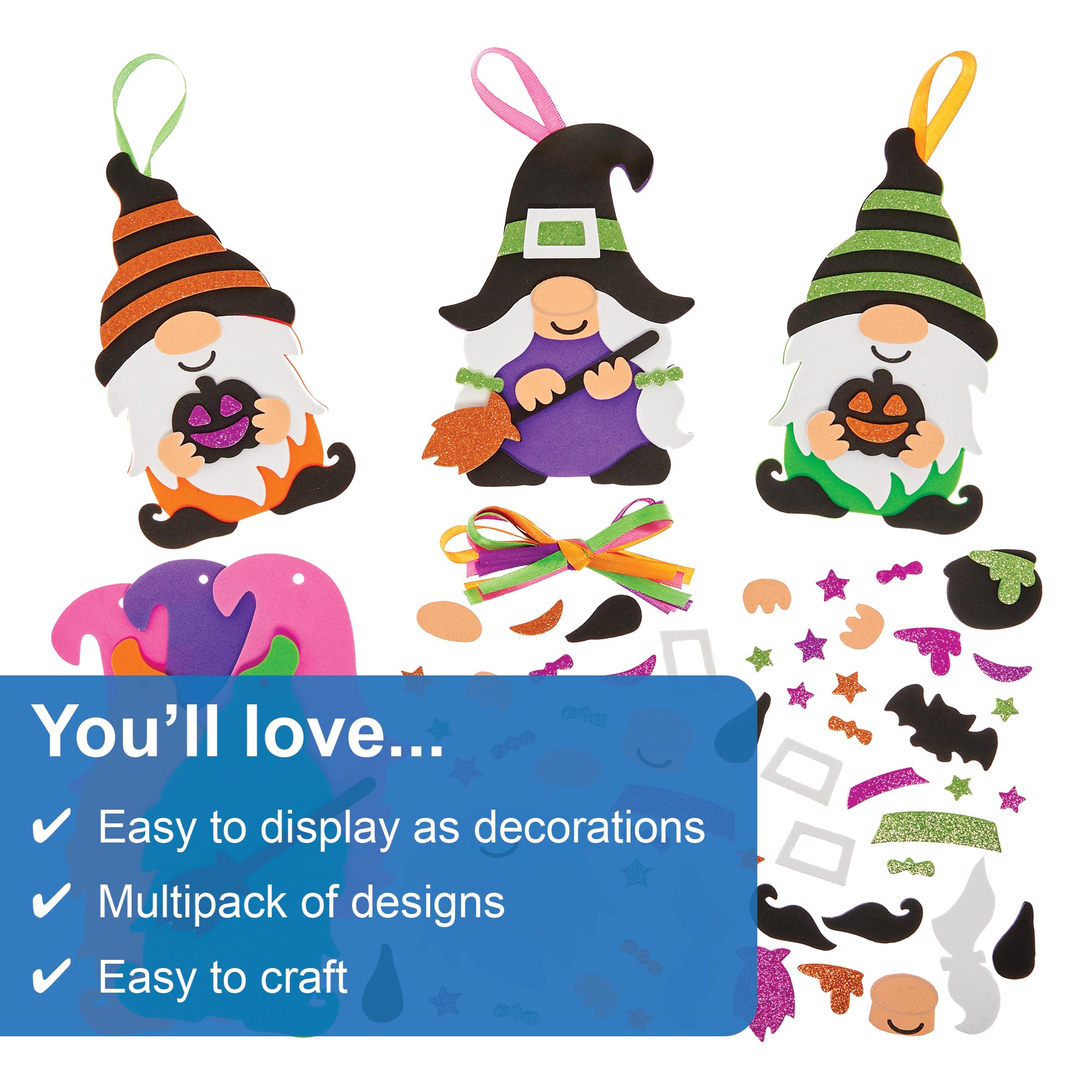 Baker Ross FN298 Halloween Gonks Mix and Match Decoration Kits - Pack of 8, Halloween Arts and Crafts for Kids Halloween Decorations - Image 3