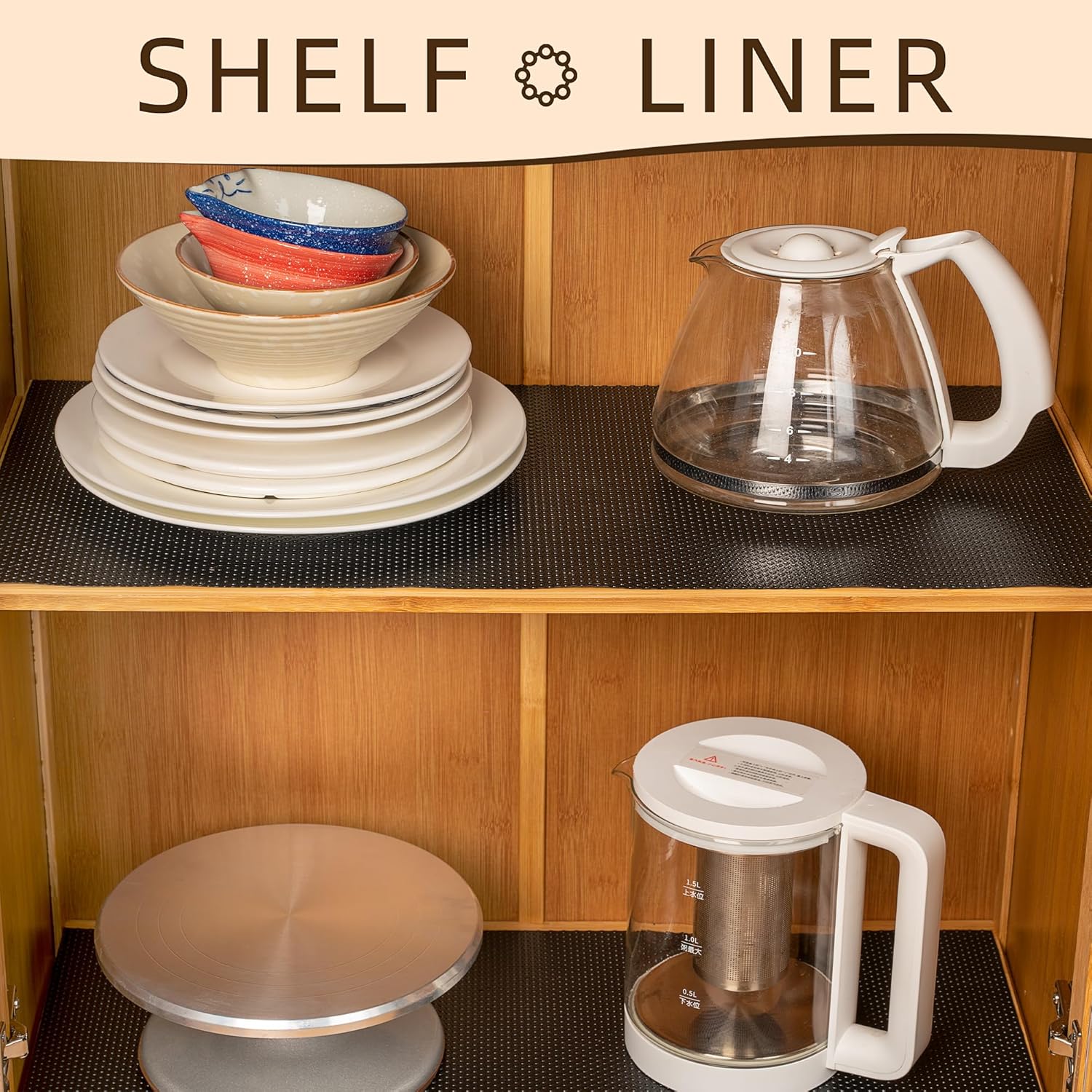Shelf Liner for Kitchen Cabinets Black- Food Safe, Non-Adhesive, and Waterproof - Easy to Clean and Reusable - Perfect for Shelves,Fridge,Drawers,Cupboard and Pantry Cabinets (17.5" x 240"/Black)