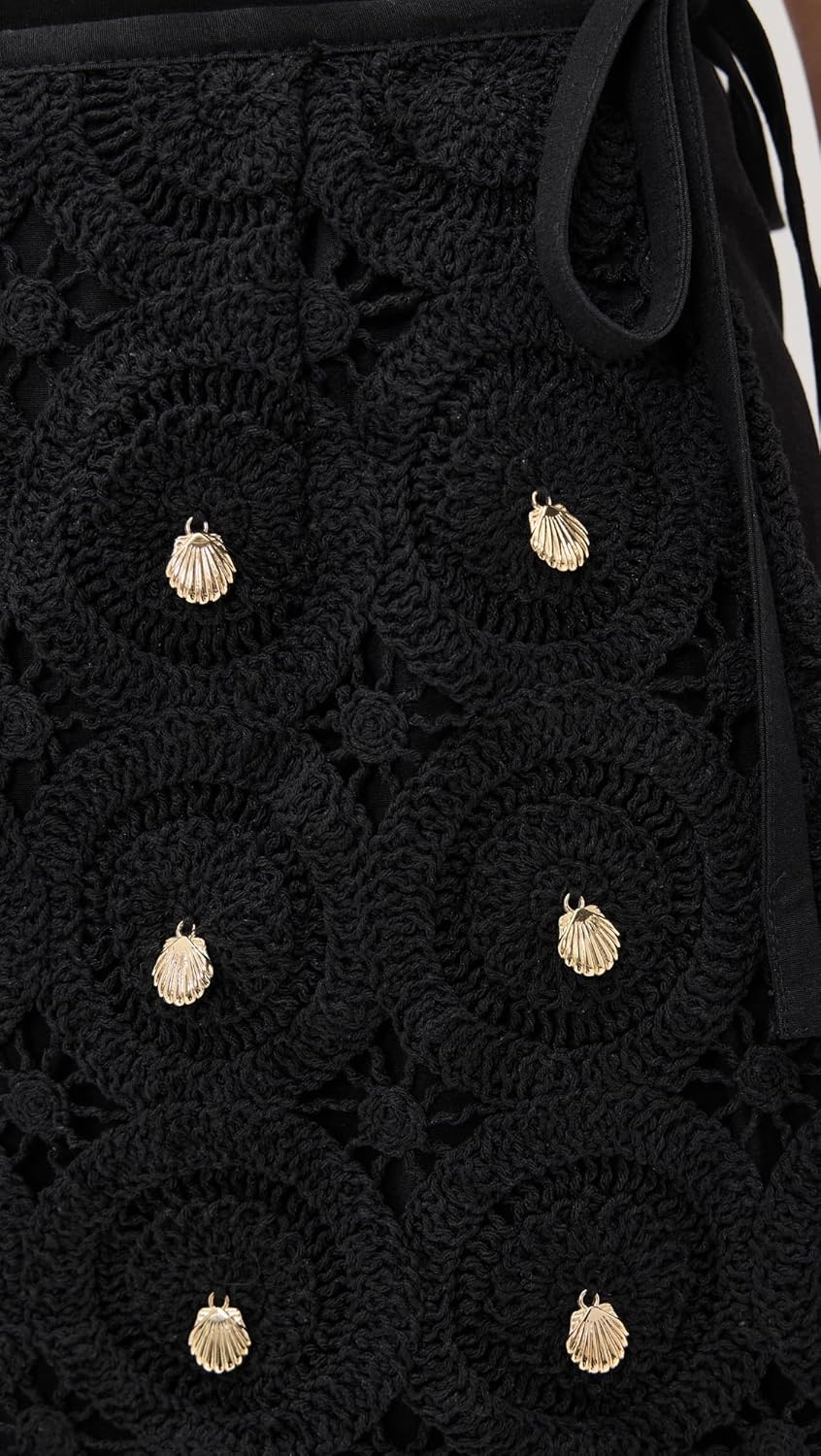 Never Fully Dressed Women's Black Crochet Shell Wrap Skirt - Image 6