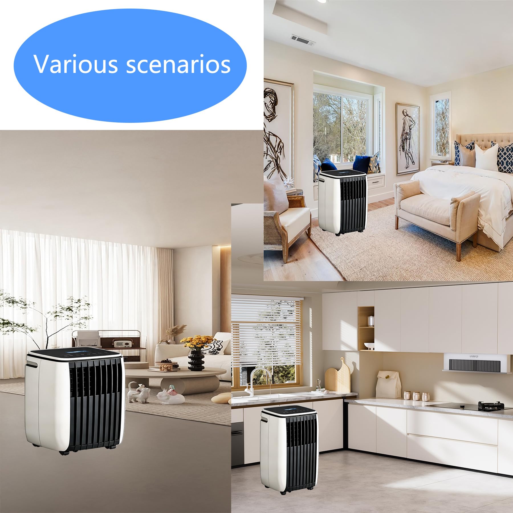 Enfriador De Aire Portátil 2 Velocidades, Frío Y Calor con Kit De Ventana Climatizador Móvil para Escritorio Dormitorio, C+Hot & Cold 12000 BTU, C+Hot & Cold 12000 BTU