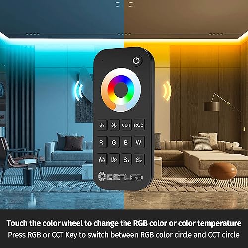 Miniatura 3 de GIDEALED Controlador LED RGBCCT inalámbrico de 5 canales 2.4G con control remoto RF, atenuación 5 en 1 RGBWW LED Strip Controller para RGBW RGBWW