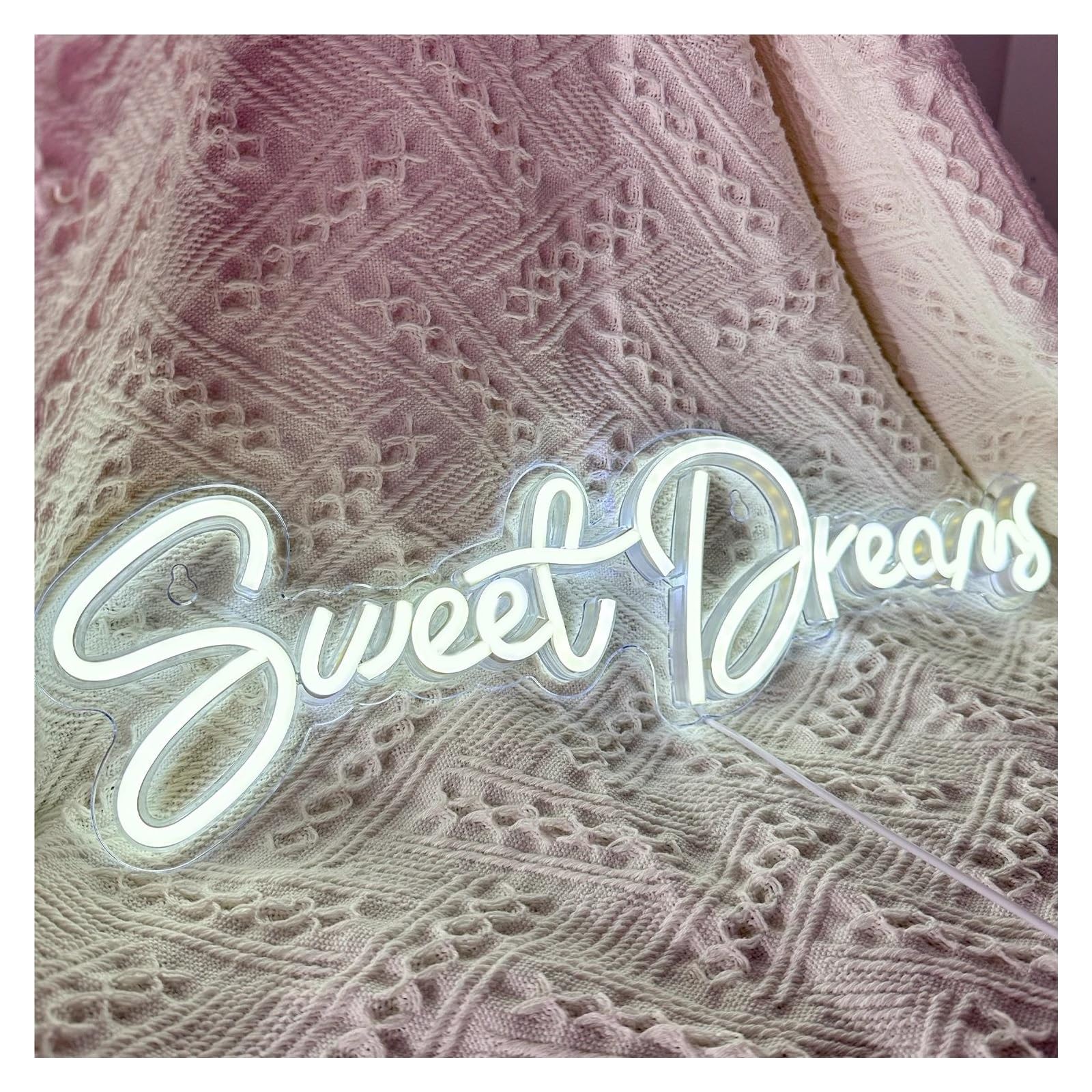 Gamer Glas Neon Licht ， Neonschild „Sweet Dreams“ for Wanddekoration, LED-Lichtbuchstabe, Schlafzimmer, Zimmer, Hochzeitsfeier, Bar, Club, Hochzeit, beleuchtete Lampe, 45 cm x 15 cm