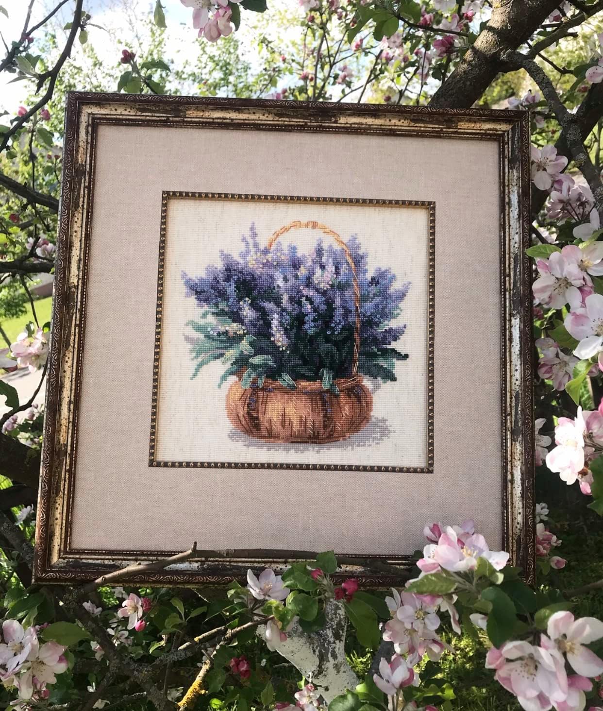 RIOLIS - French Lavender 1404, Cross Stitch Kits 9¾"x9¾, Cross Stitch Kits for Adults, Counted Cross Stitch Kits, Embroidery Kit for Beginners & Advanced, Floral Crossstitching Kits
