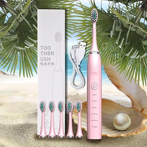Miniatura 5 de Cepillo de dientes eléctrico con 6 cabezales de cepillo, múltiples modos de limpieza, Ipx7, temporizador inteligente de 20 velocidades, adecuado