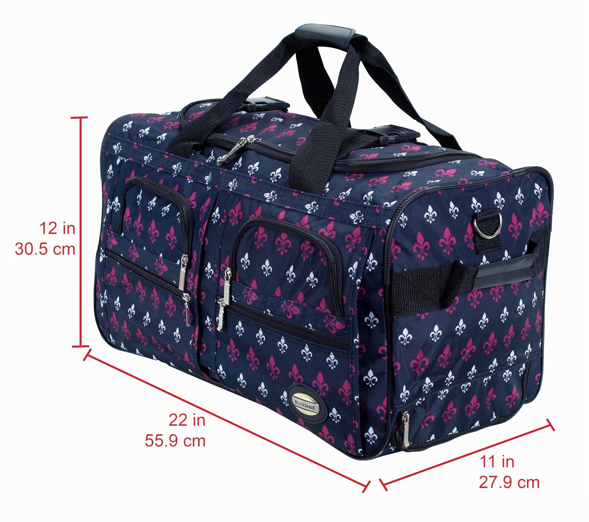 Rockland Sac de Sport à Roulette, Reisetasche mit Rollen, Gris Clair, Bordeaux, 55,9 cm (22