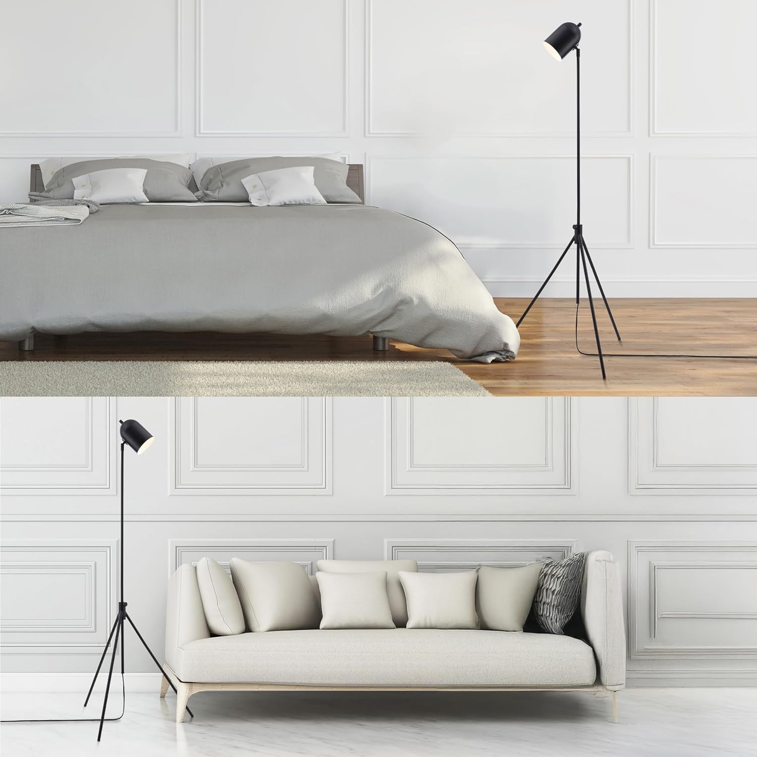 O'Bright Helios - Adjustable Tripod LED Floor Lamp, Dimmable, Swivel Head, Perfect for Reading and Task Lighting, Antique Brass