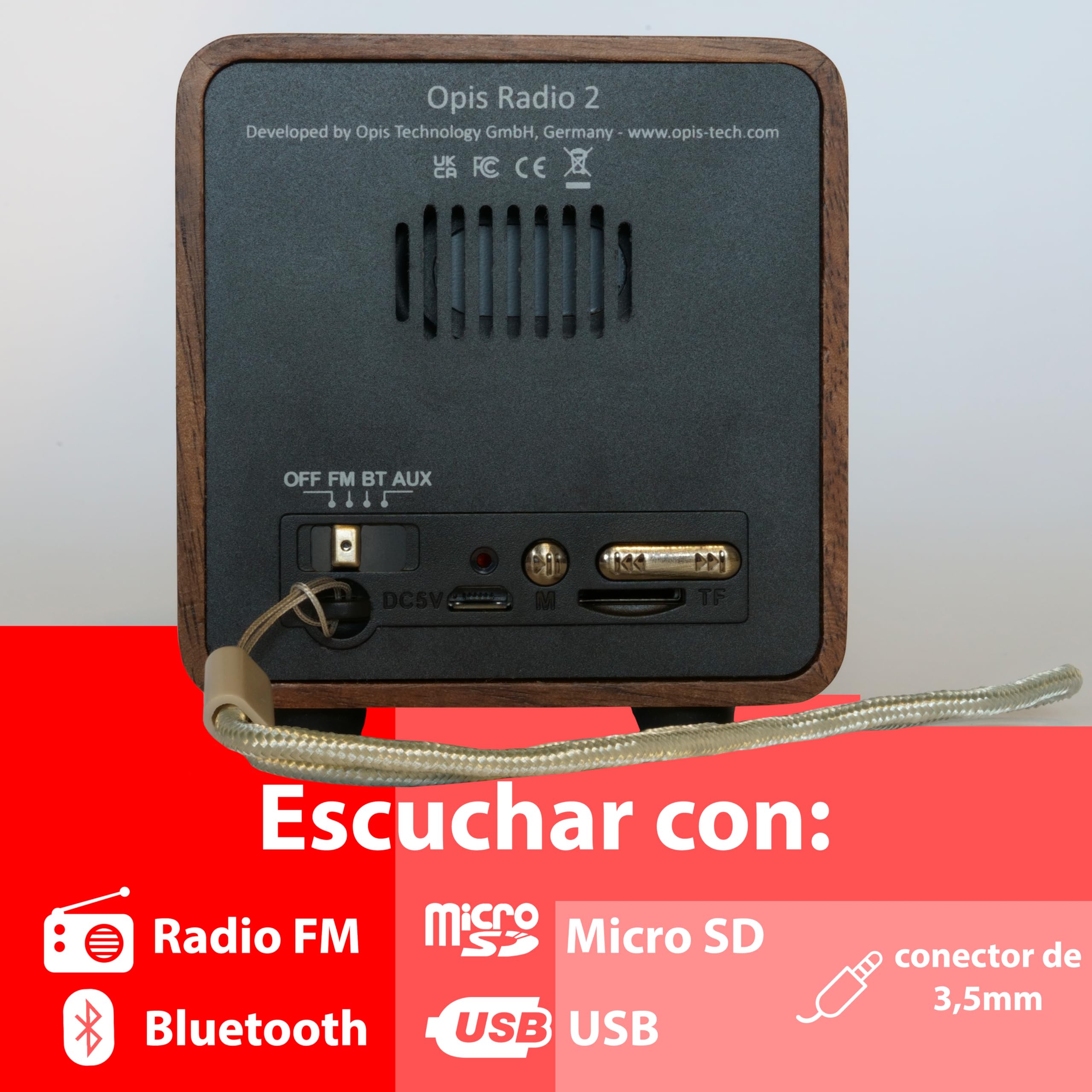 Opis Radio 2 – Mini Wallnuß Nostalgia Vintage Radio con Bluetooth Altavoz en diseño retro de madera