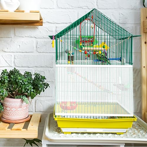 Adjustable Bird Cage Cover, 41-67‘’Bird Cage Seed Catcher Guard White Soft Airy Nylon Mesh Net Birdcage Cover Skirt Netting Seed Catcher Birdcage Accessories for Parrot Enclosures Cages