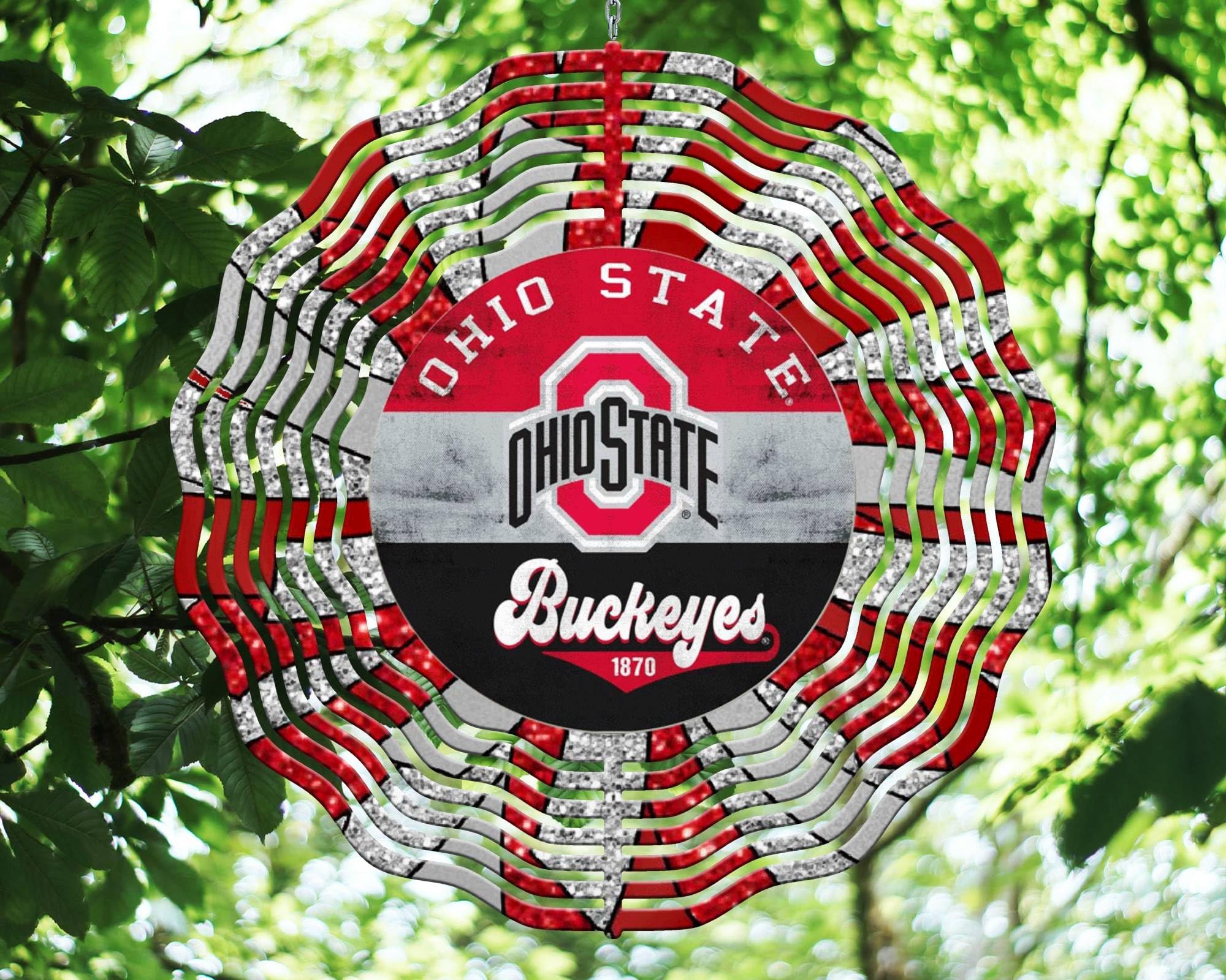 10 Inch Ohio Football Basketball Sports Wind Spinner Yard Decor Aluminum Sublimated Garden Art Indoor Outdoor 3D Kinetic