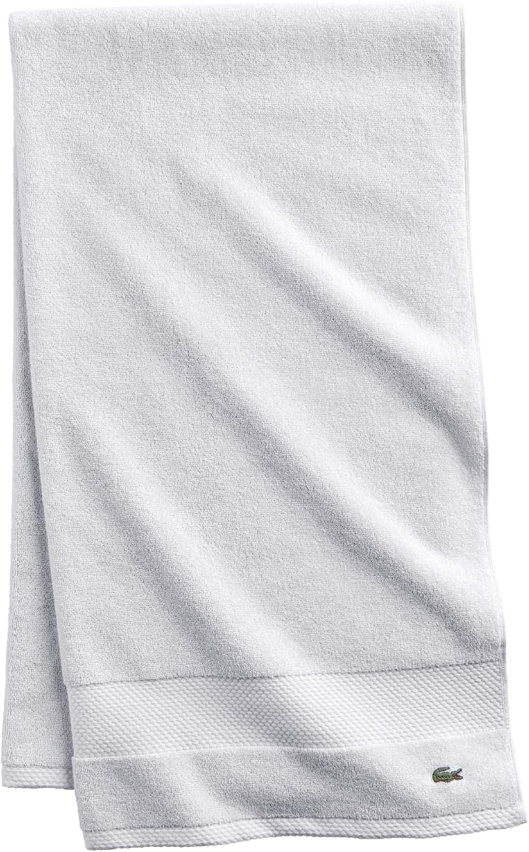 Toalla de baño Lacoste Heritage 100% algodón Supima 30" x 54", blanco | Altamente absorbente y de secado rápido, súper suave de primera calidad, esencial para el baño, regalo para todas las ocasiones, lavable a máquina
