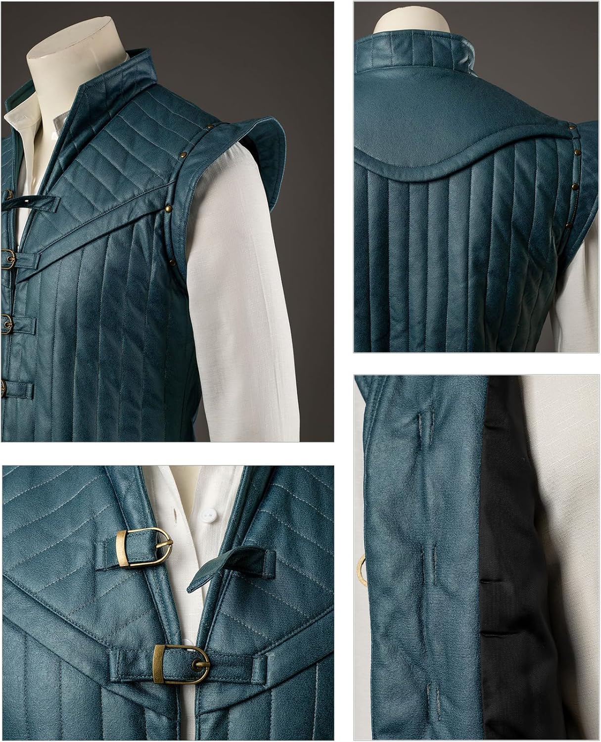 CosFantasy Mens Renaissance Waistcoat Vest Sleeveless Jacket Halloween Cosplay Costume - Image 5
