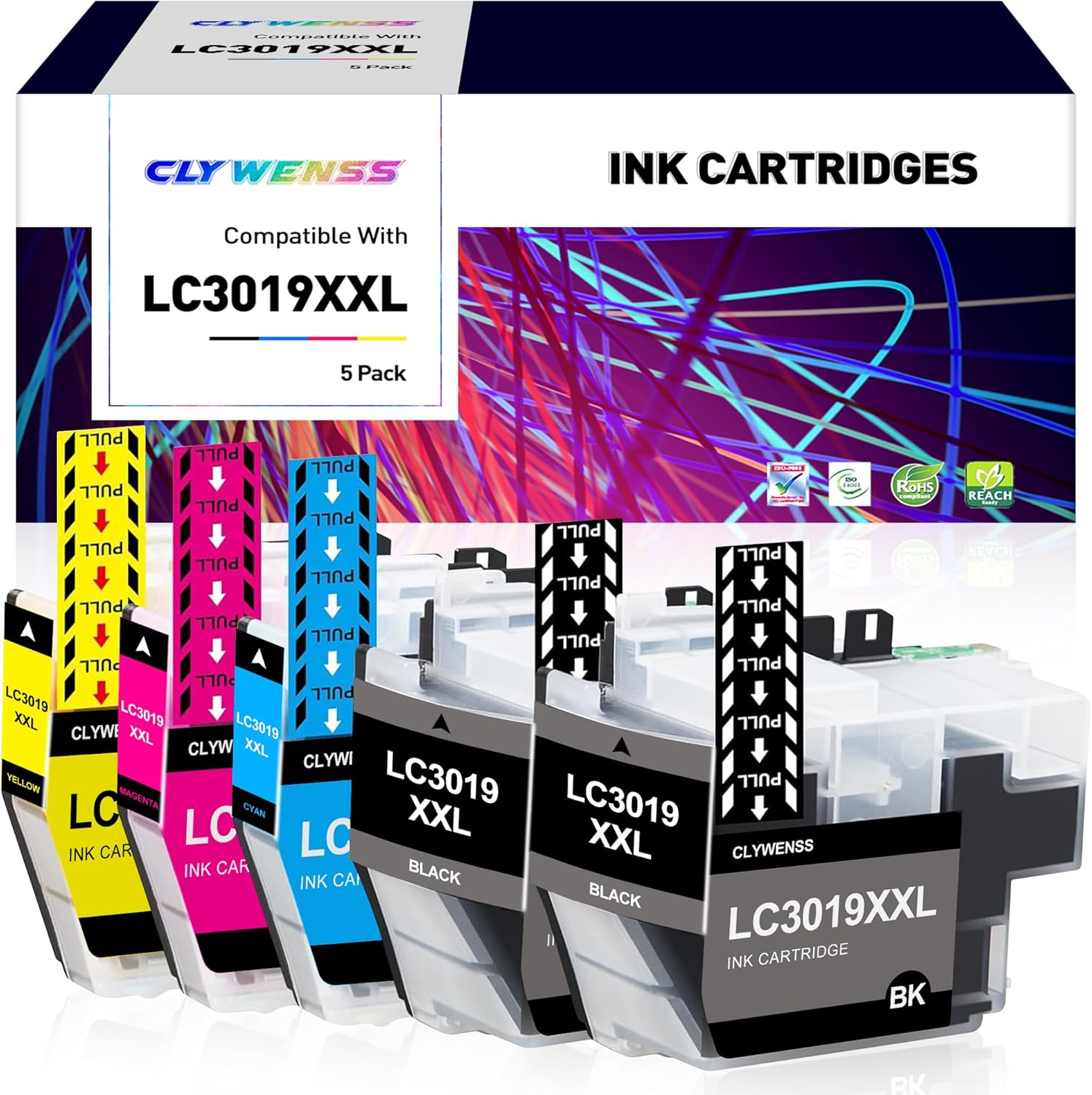 Compatible LC3019XXL Ink Cartridge Replacement for Brother LC3019 LC3019XL LC3019 XXL for MFC-J6930DW MFC-J5330DW MFC-J6530DW MFC-J6730DW Printer (Black*2, Cyan, Magenta, Yellow)