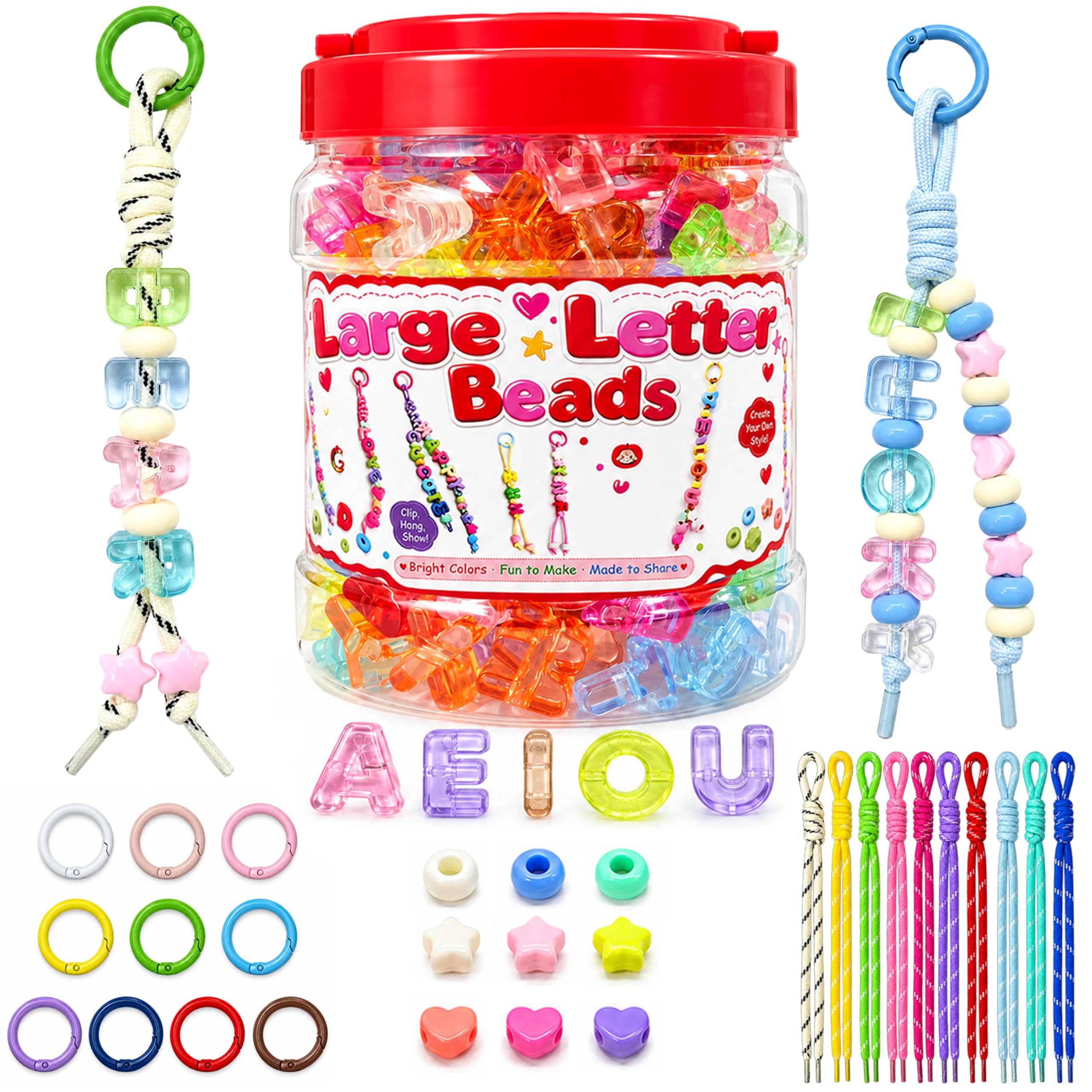 Kasmena 420Pcs Chunky Large Letter Beads DIY Keychain & Bracelet Making Kit — image 1