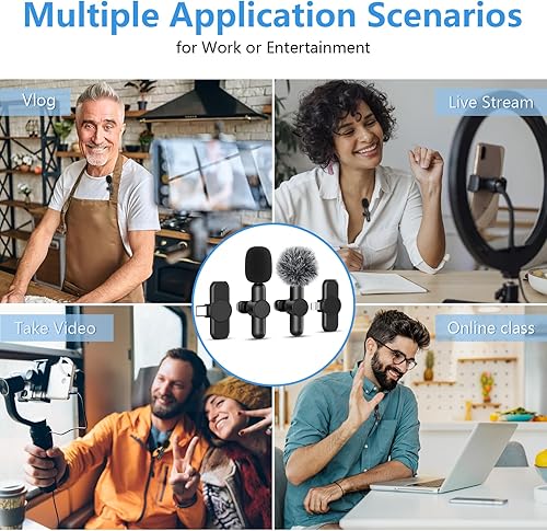 Miniatura 7 de Micrófono Lavalier inalámbrico para iPhone iPad Android, micrófono Lavalier profesional inalámbrico para iphone&UAB-C, micrófono de solapa con