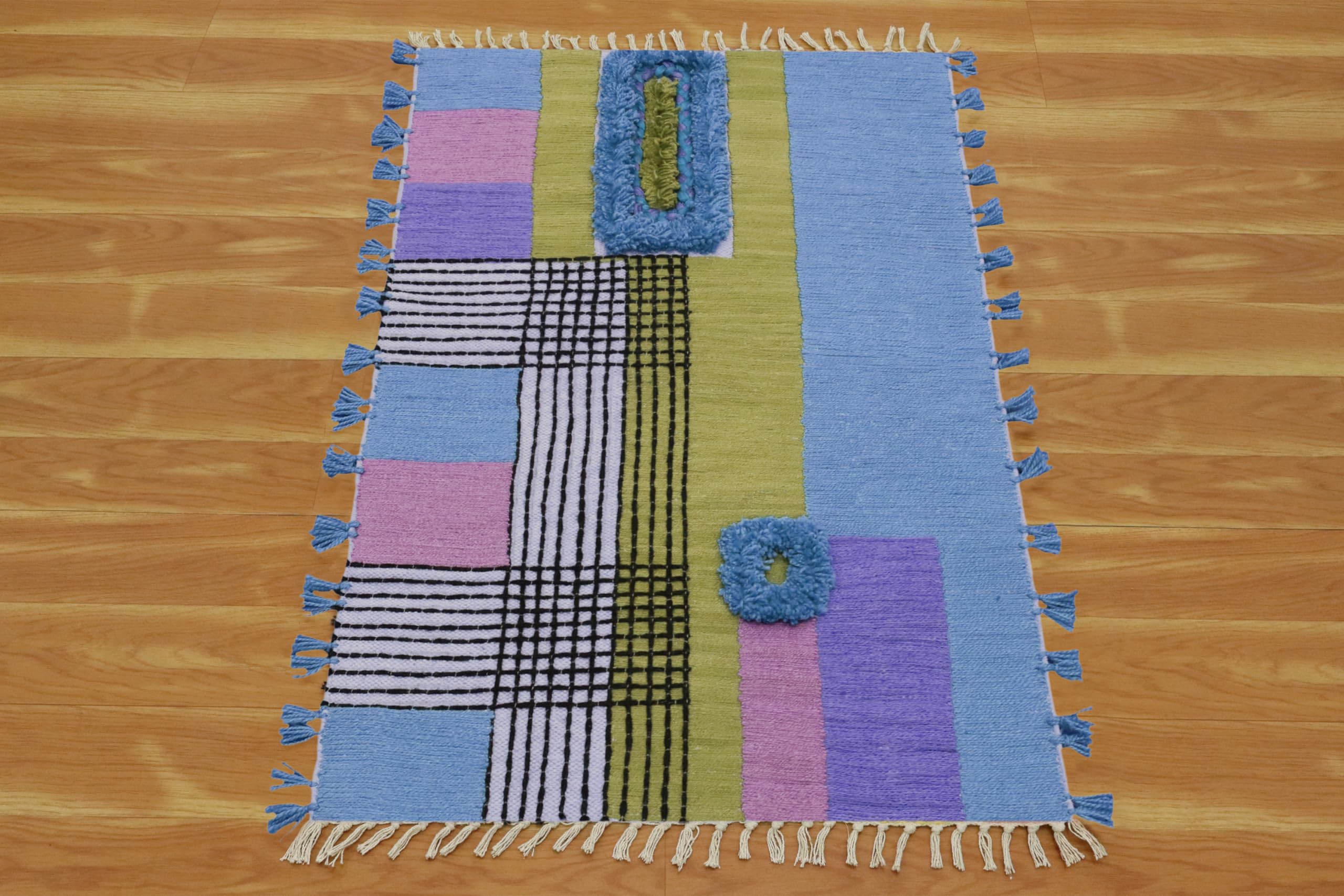 Kelim Teppich, 12,7 x 25,4 cm, für Flachgewebe, Baumwolle, Stickerei, waschbar, für drinnen und draußen, für Zuhause, Foyar, Korridor, Läufer, Flur, Treppenläufer