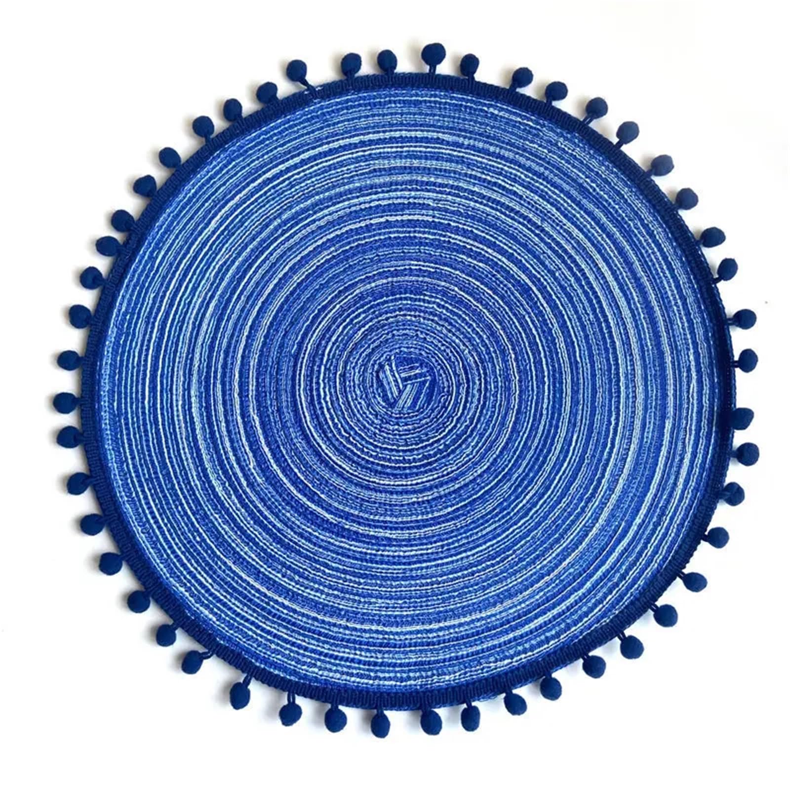 Tejido Salvamanteles Manteles Individuales Redondos Trenzados con pompón for mesas de Comedor, tapetes Tejidos, Almohadillas for café, Accesorios Cocina, 1/6 Uds