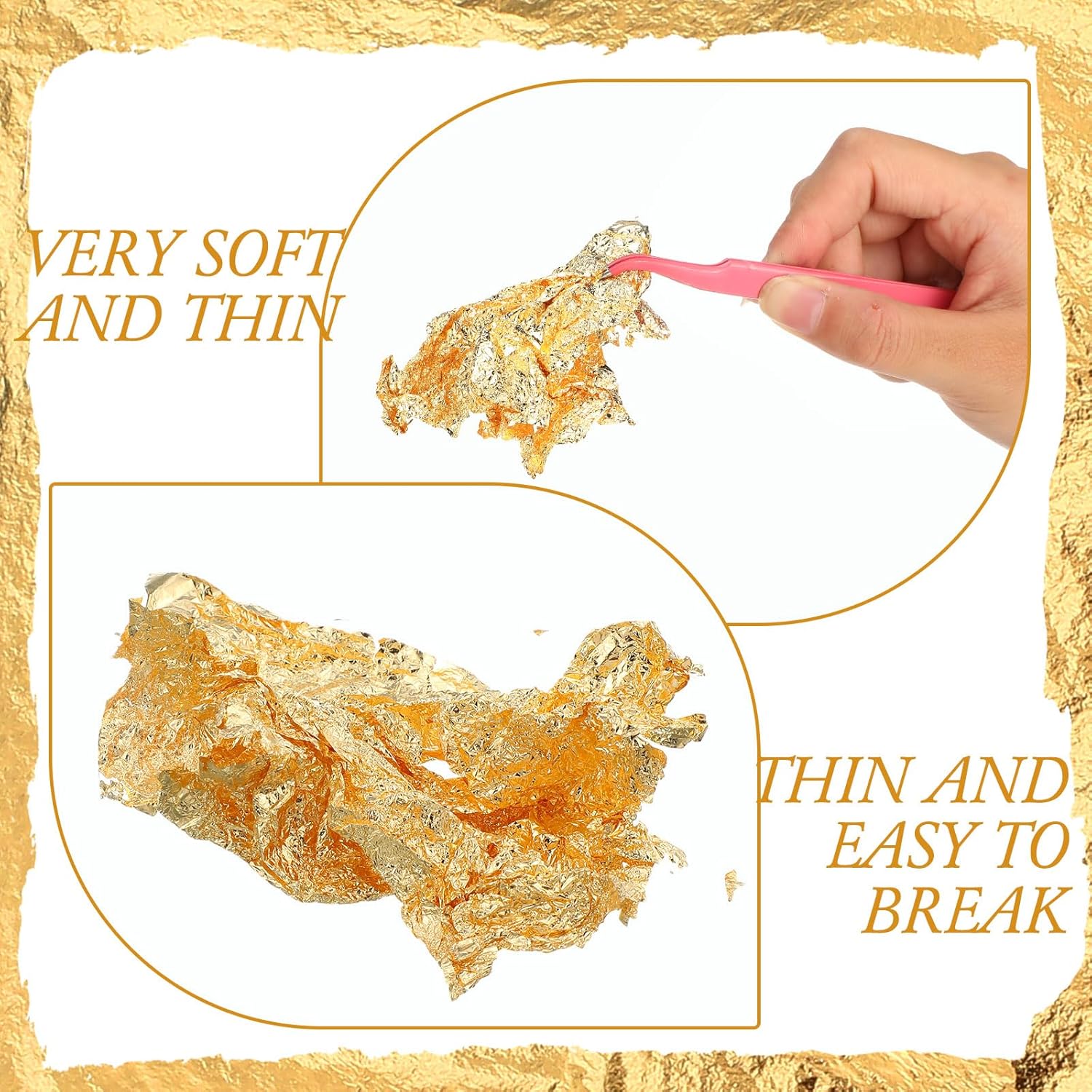 Harloon Imitation Gold Leaf for Art Imitation Gold Foil Sheets Square Foil Paper for DIY Gilding Painting Decoration Crafting Furniture, 5.51 x 5.51 Inches/ 14 x 14 cm(1000 Sheets)