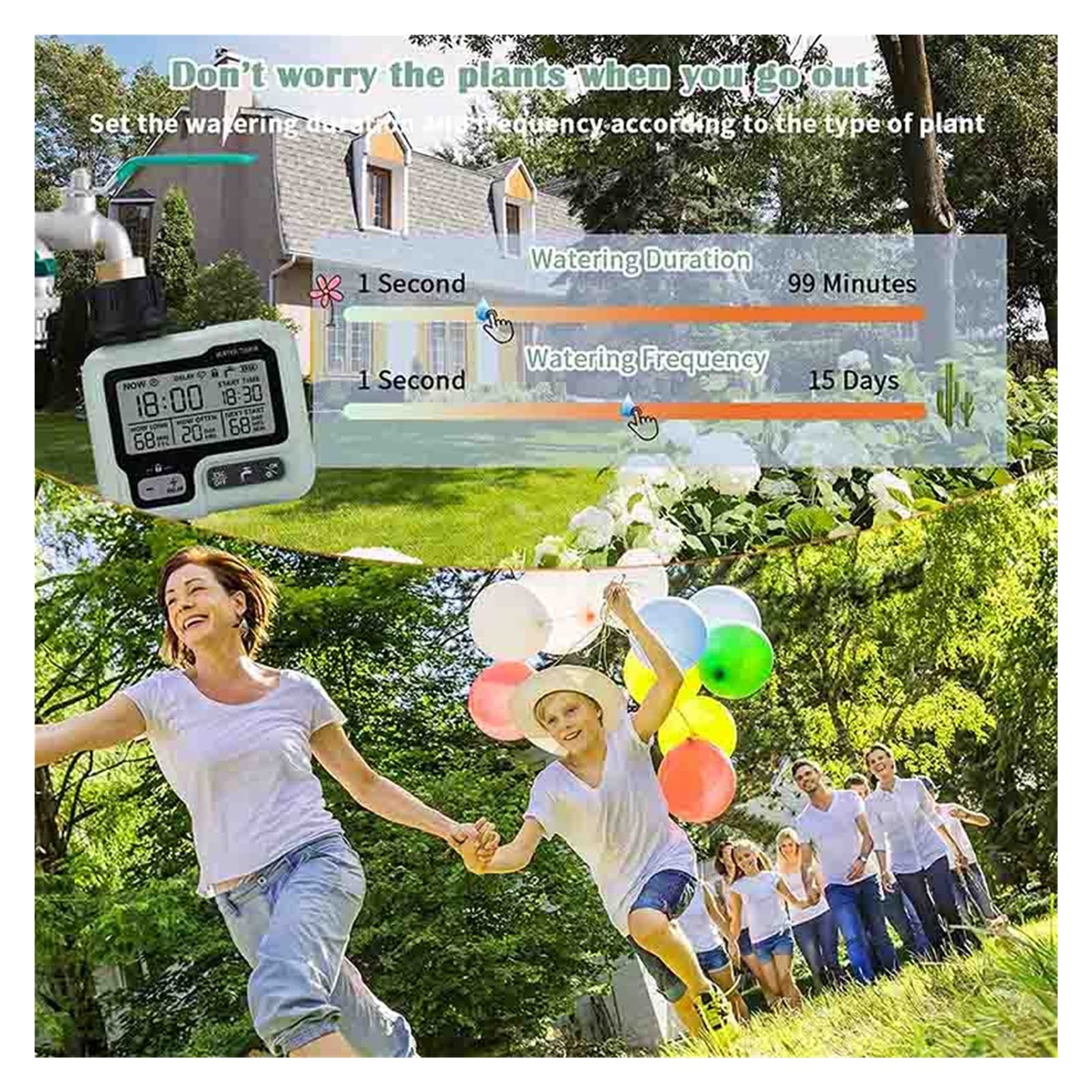 Válvula de agua inteligente Apagado Temporizador de rociadores con pantalla grande Temporizador de riego de jardín Controlador de riego Grifo programable digital Riego Sistema de riego Control remot