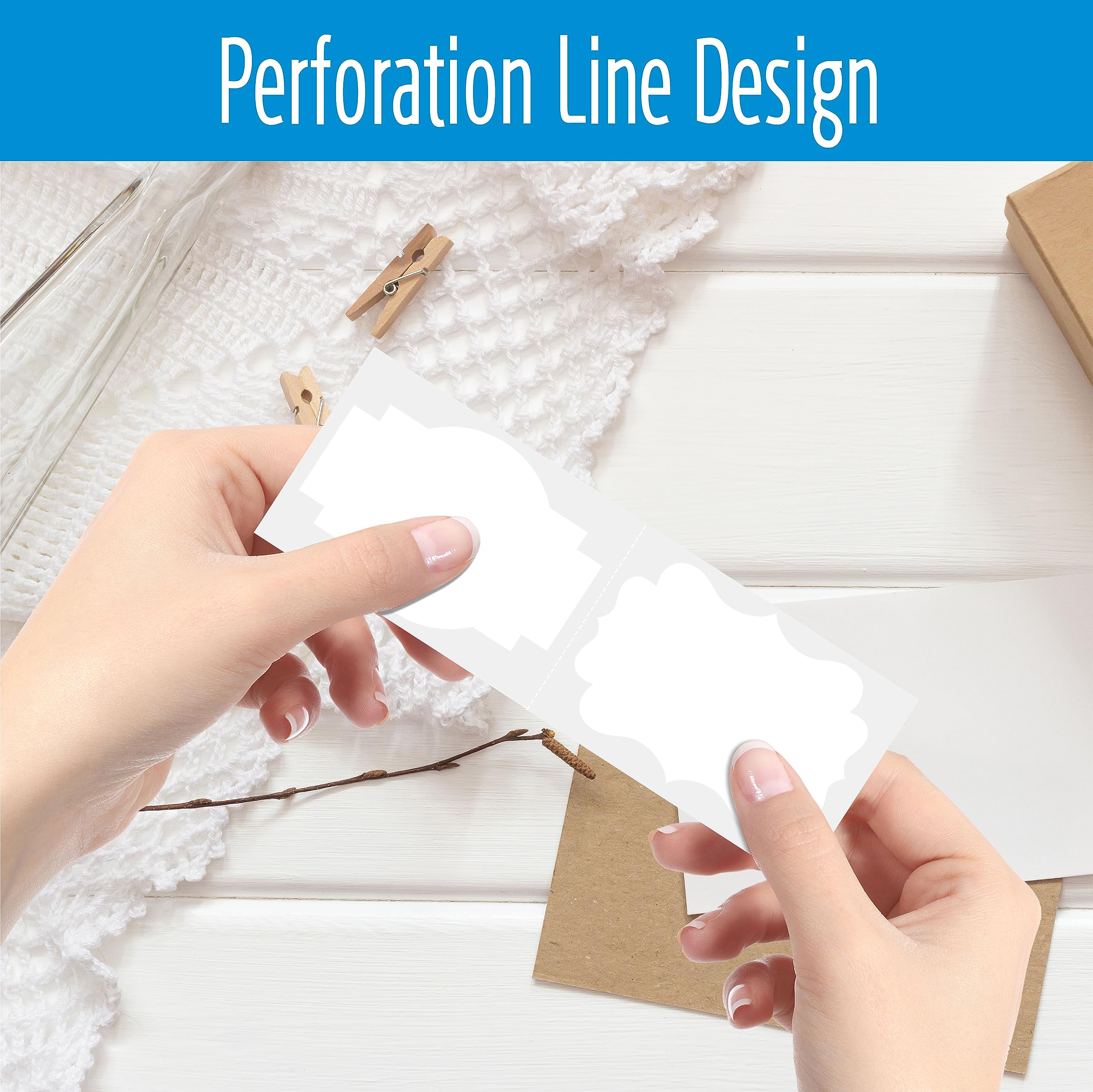 300 Etichette Adesive Bianche 5x7.5 Cm | Con Forme Decorative | Permanenti | Per Barattoli, Regali, Organizzazione - Foto 14