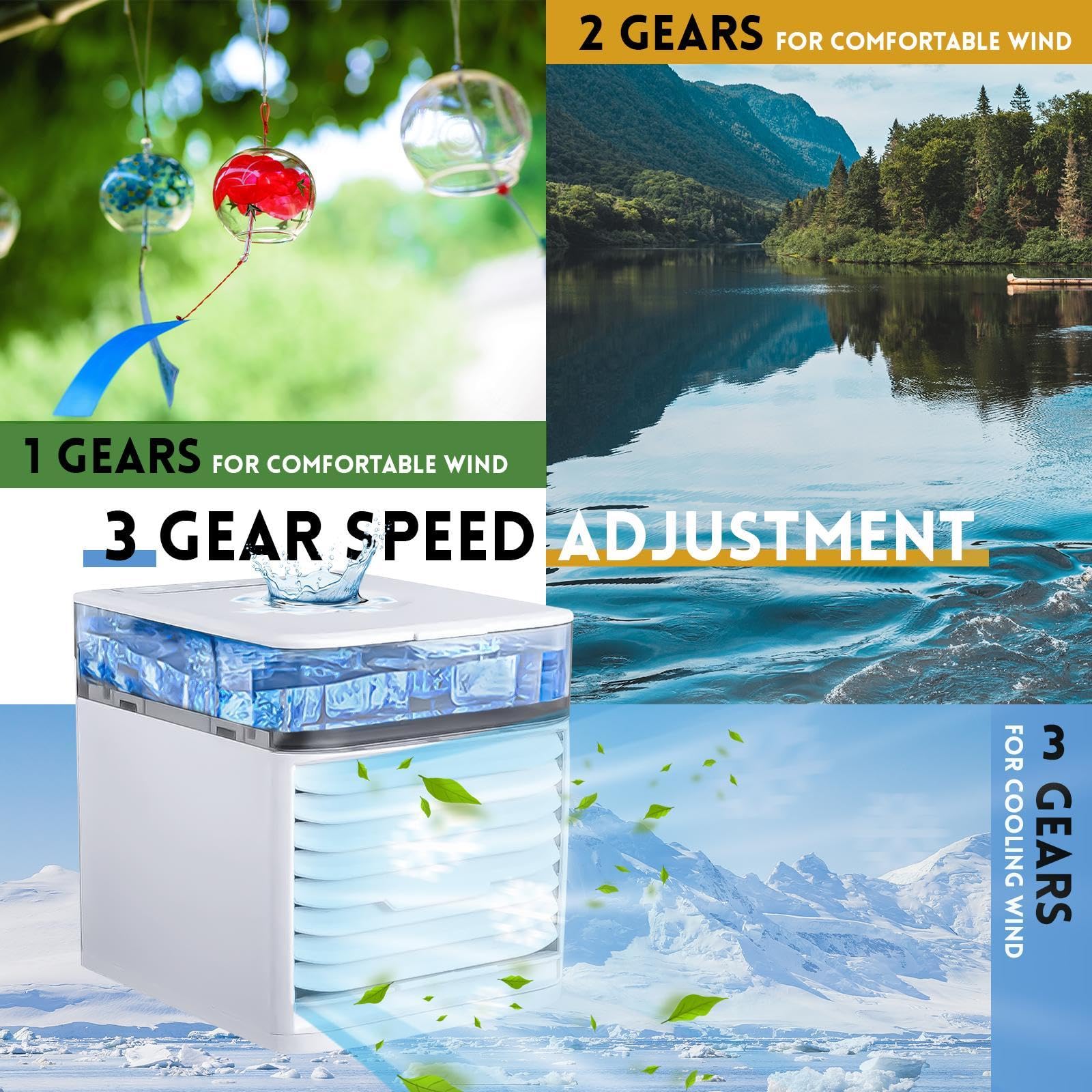 Nebulizador Portatil - Compacto Y PortáTil Air Conditioner Portable - Utilice Solo Agua Limpia Climatizador Enfriador - para RefrigeracióN Silenciosa De La Oficina En Casa