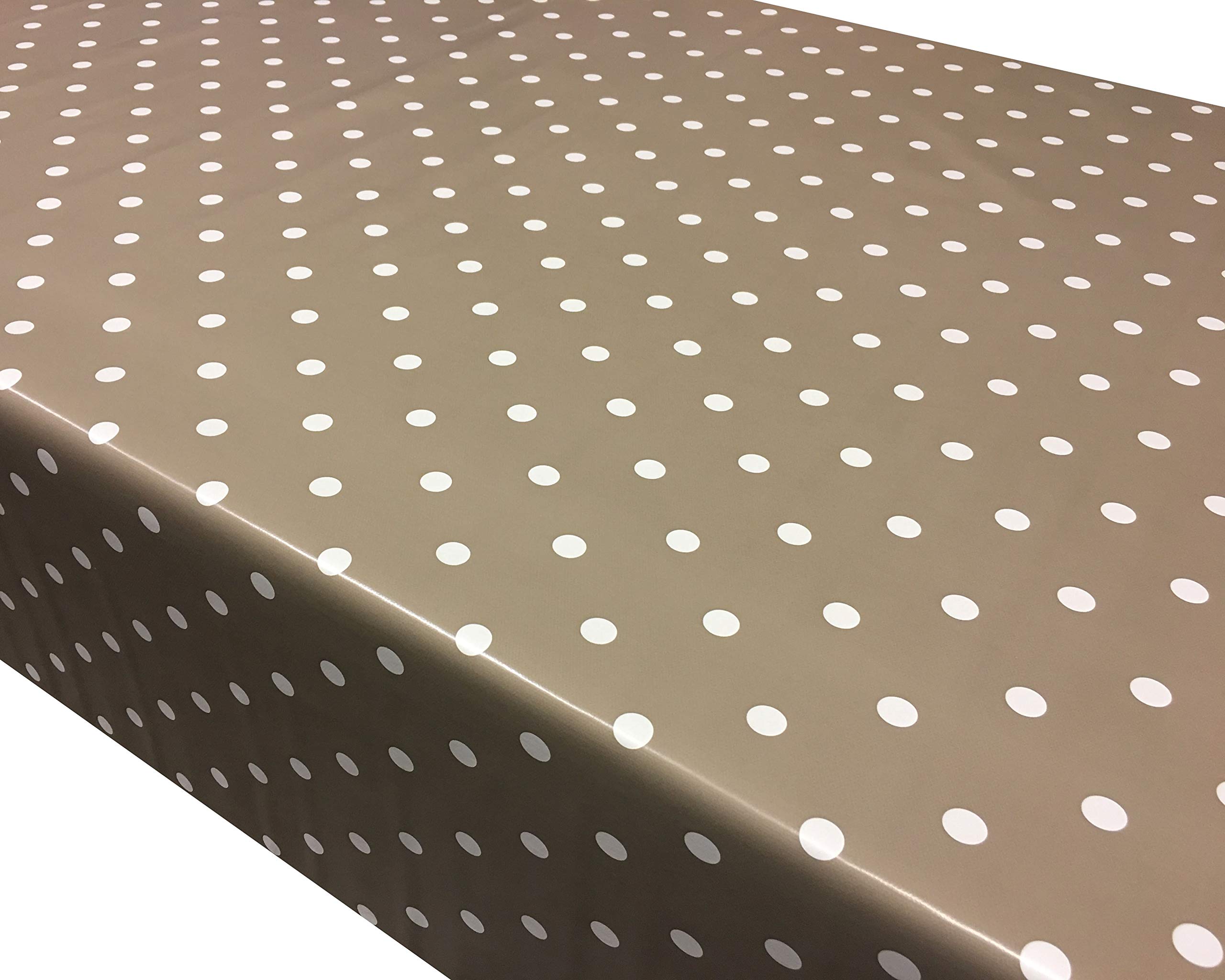 Prestige Tablecloths Taupe Polka Dot Spots PVC Vinyl Wipe Clean Tablecloth (Square - 110cm x 110cm)