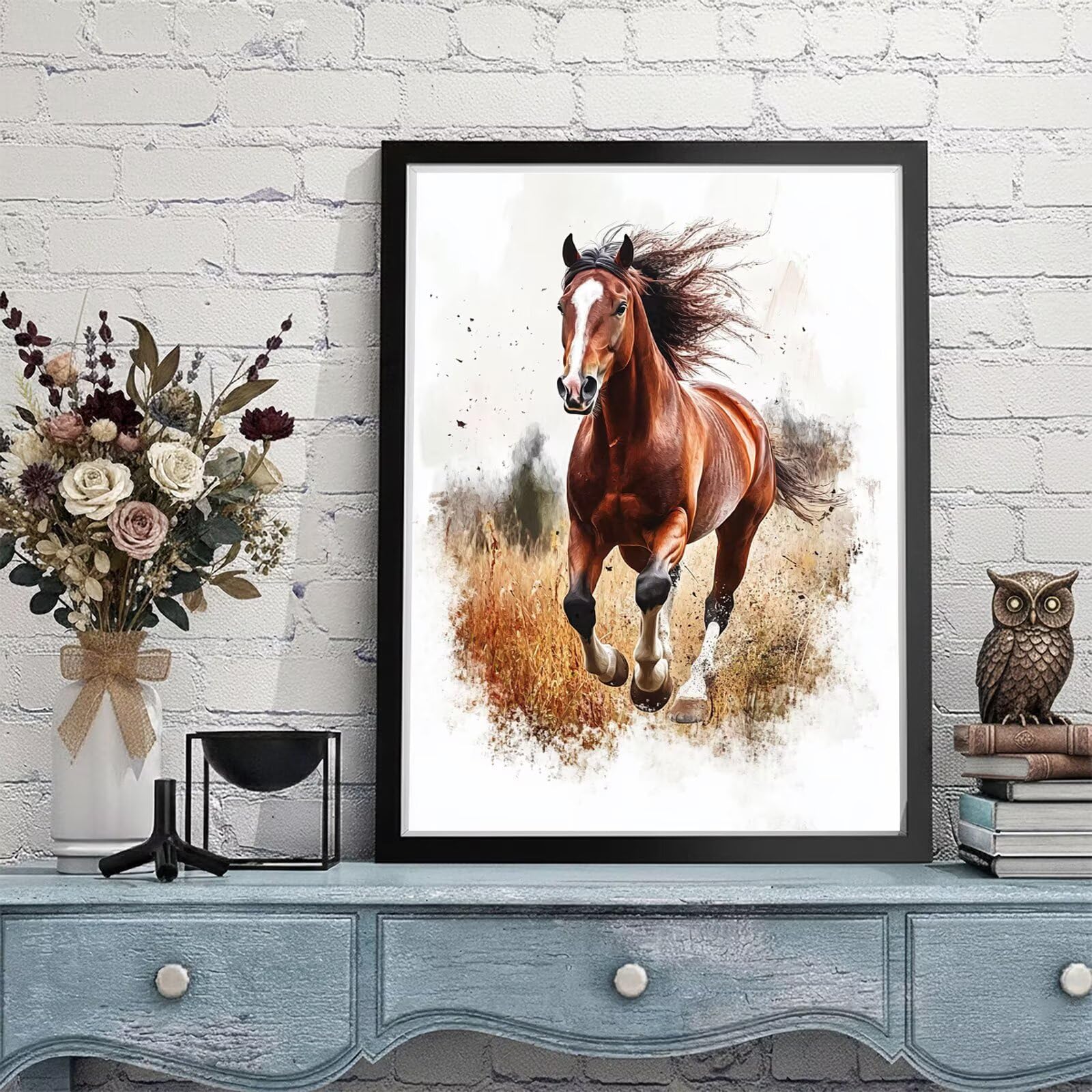 Dipingere con i Numeri Adulti Cavallo Dipingere con i Numeri Retrò Paint by Numbers Hobby Creativi Adulti Fai Da Te Tela di Pittura a Olio Kit, Decorazioni Donna Regalo 60x90cm Senza Cornice Y3-1157